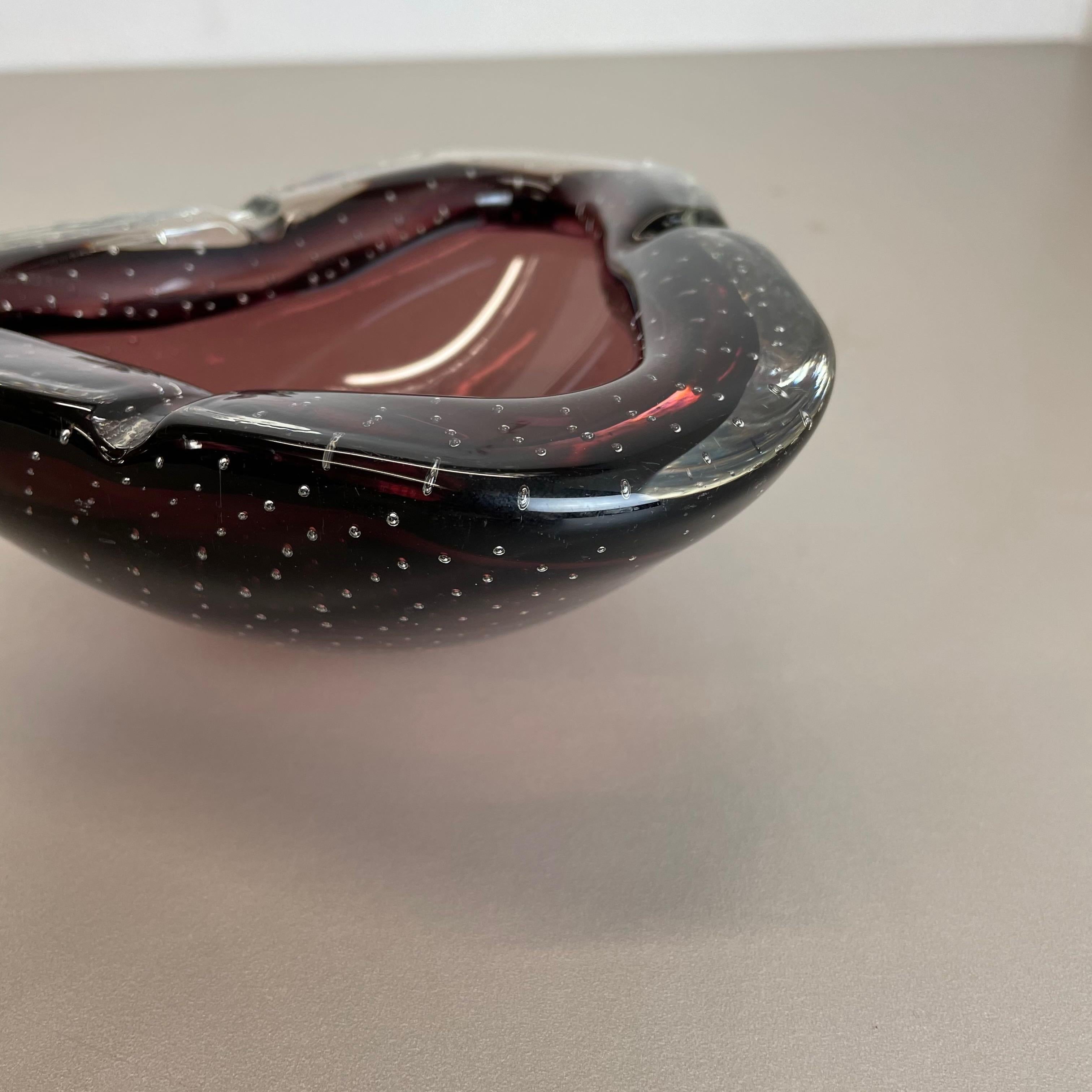 Large 1, 2kg Murano Bubble Glass Bowl Element Shell Ashtray Murano, Italy, 1970s For Sale 4