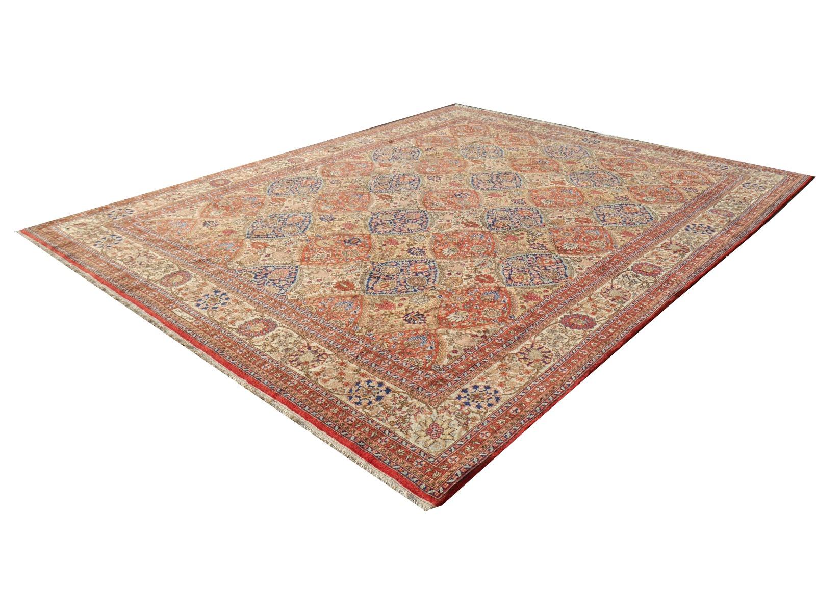 Hand-Knotted Kerman Style European Hand Knotted Rug 13 x 10 ft Djoharian Collection For Sale