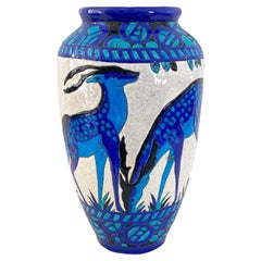 Grand vase en forme de cerf de Charles Catteau for Boch Freres pour Charles Catteau