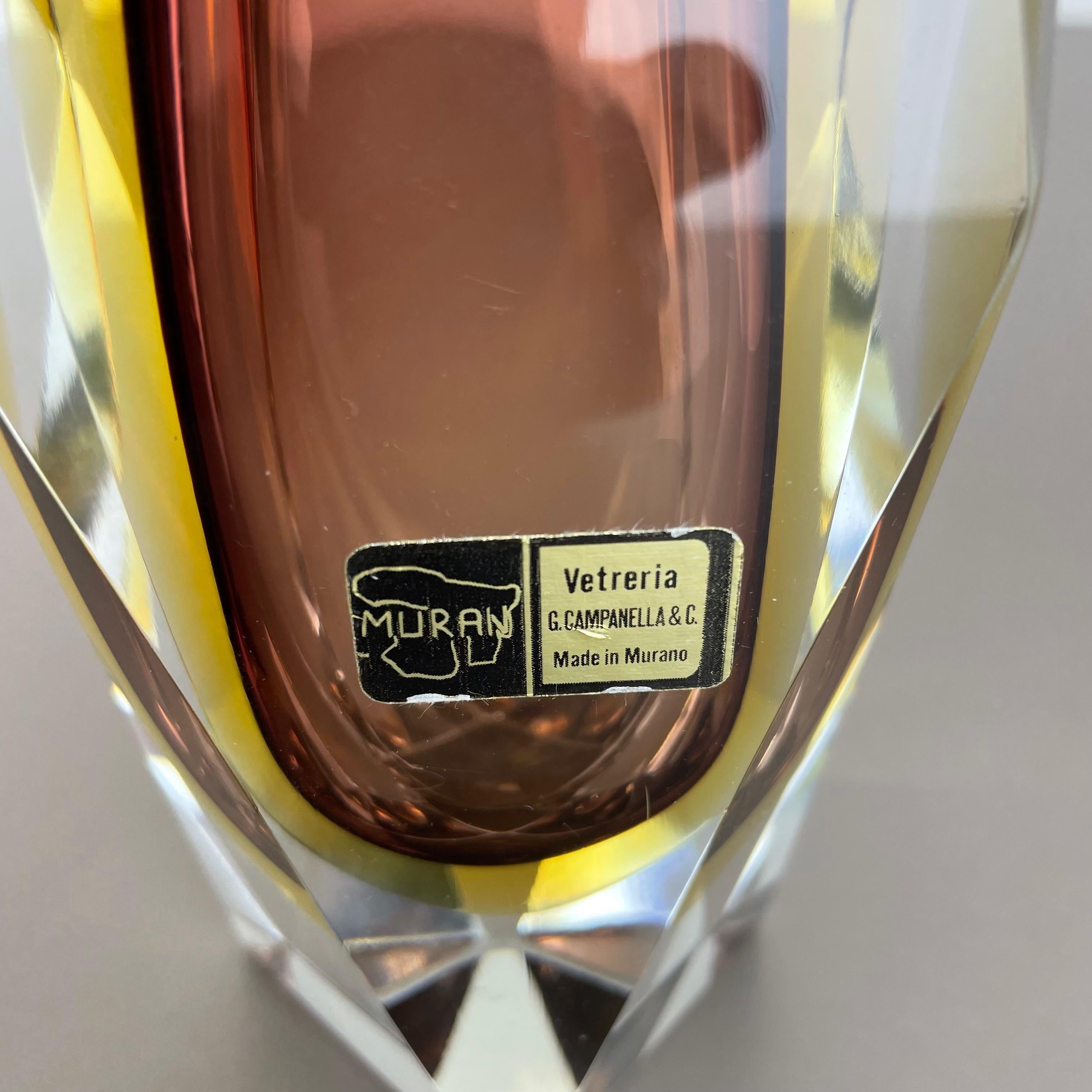 Large 1.3kg Mandruzzato Murano Glass Sommerso Vases by G. Campanella, Italy 5