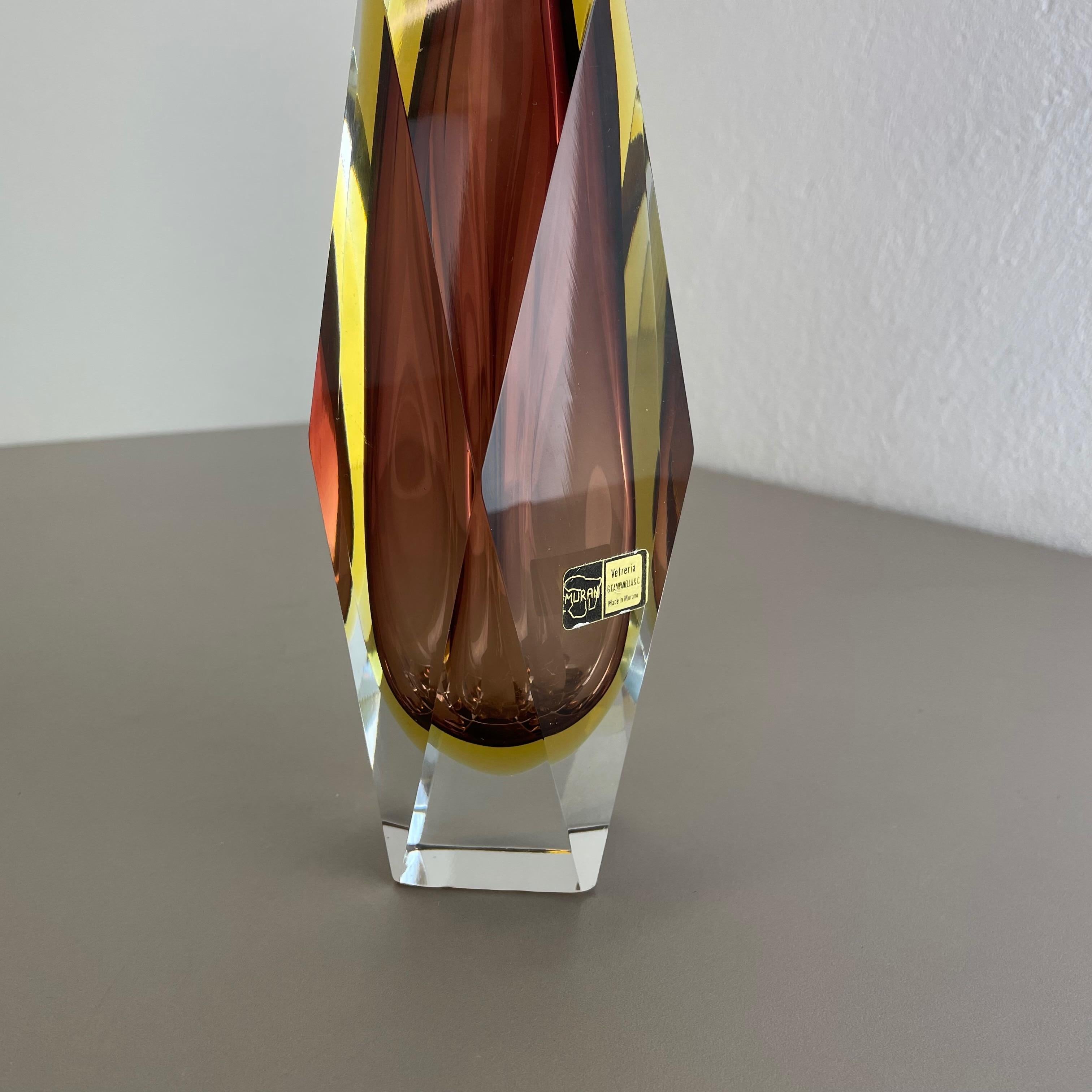 italien Grands vases de 1,3 kg en verre Murano Glass Sommerso par G. Campanella, Italie en vente