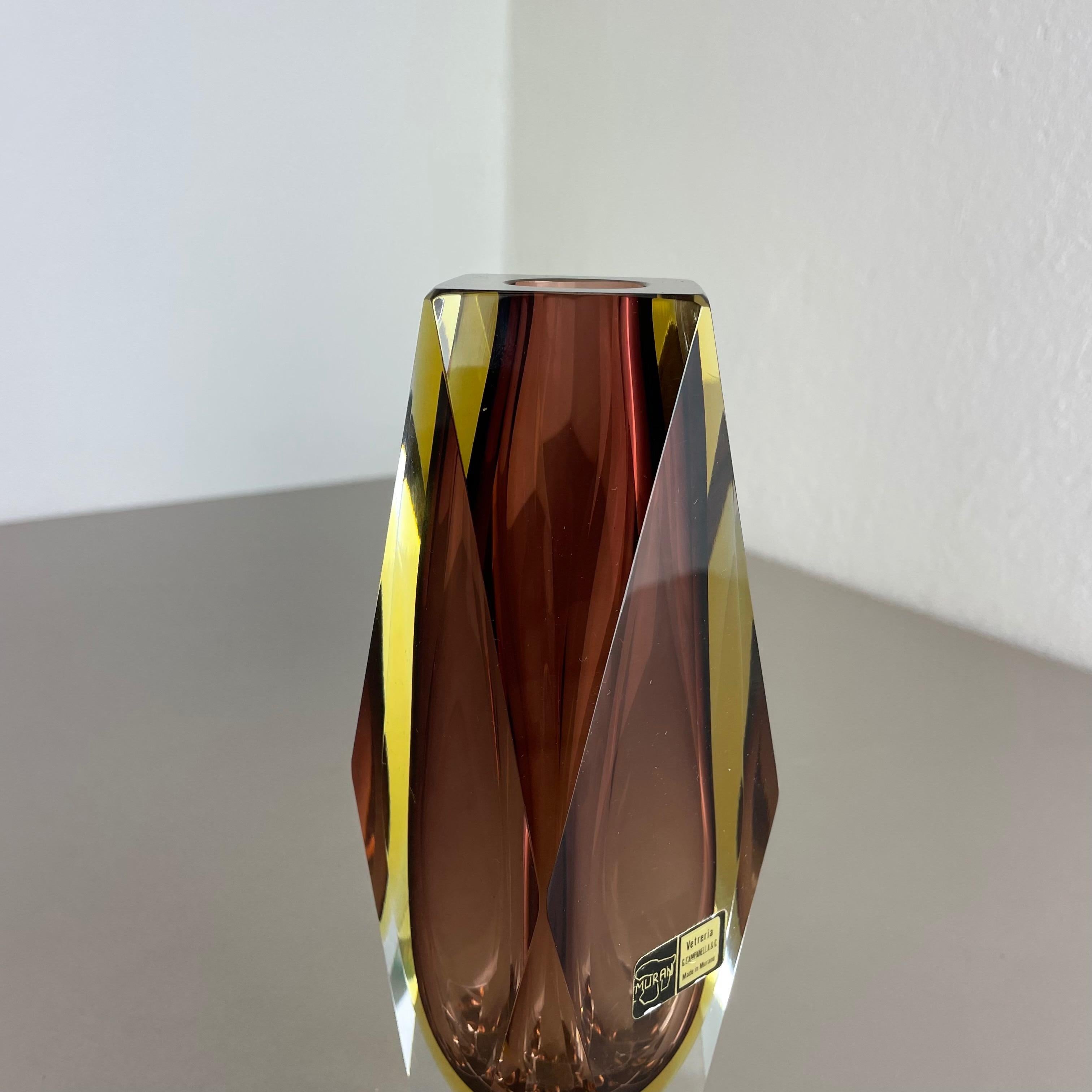Large 1.3kg Mandruzzato Murano Glass Sommerso Vases by G. Campanella, Italy In Good Condition For Sale In Kirchlengern, DE