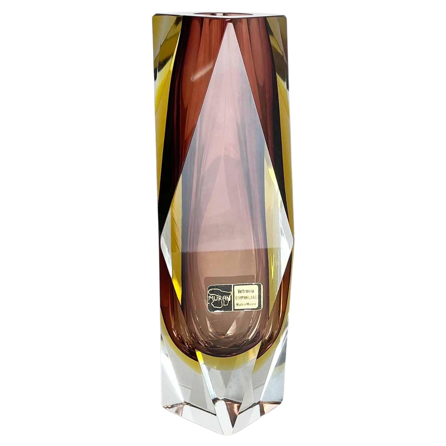 Jarrones grandes de 1,3 kg de Mandruzzato Murano Glass Sommerso de G. Campanella, Italia en venta
