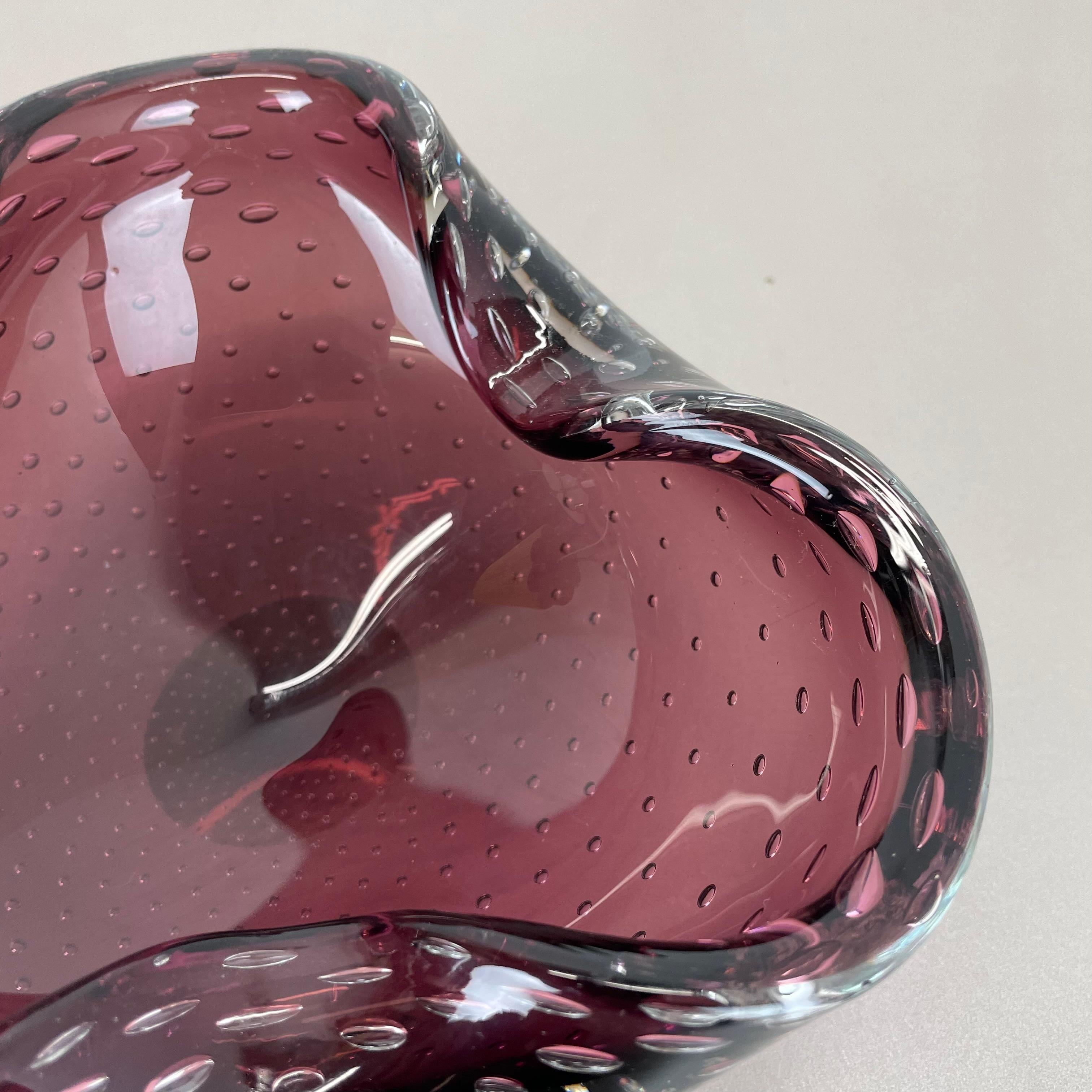 Large 1.3kg Murano Glass Bullicante purple Bubble Bowl Element Shell Italy, 1970 For Sale 4