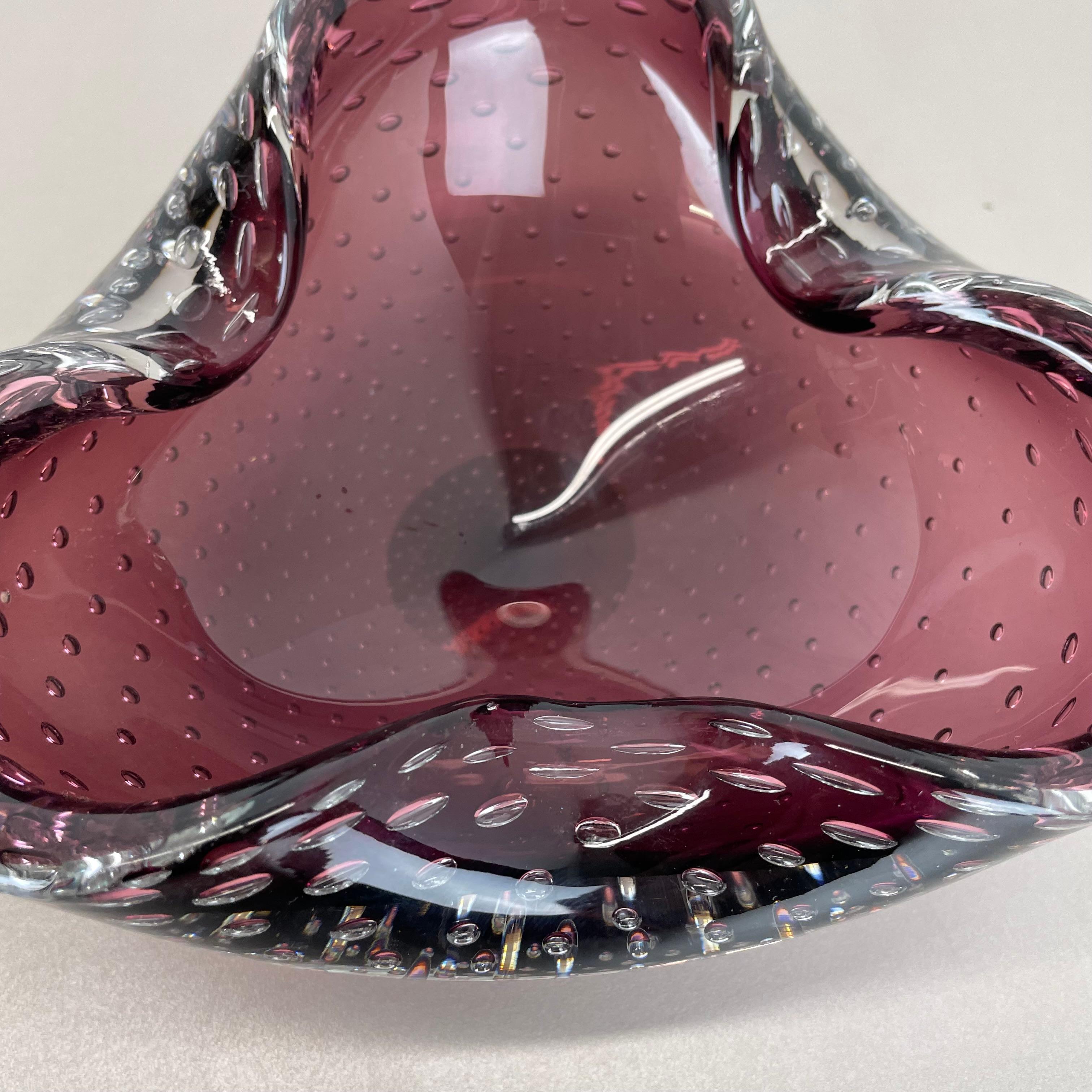 Large 1.3kg Murano Glass Bullicante purple Bubble Bowl Element Shell Italy, 1970 For Sale 5