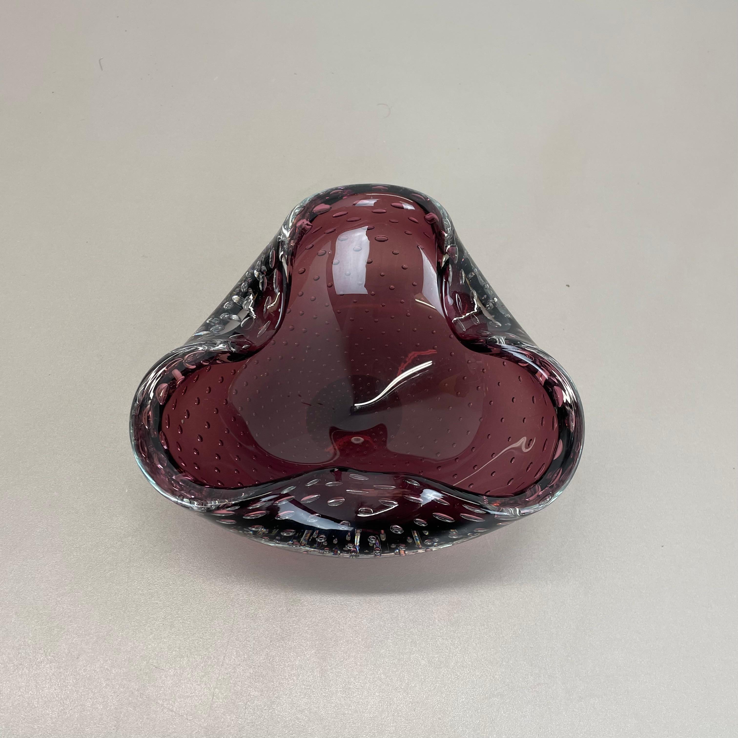 Large 1.3kg Murano Glass Bullicante purple Bubble Bowl Element Shell Italy, 1970 For Sale 8