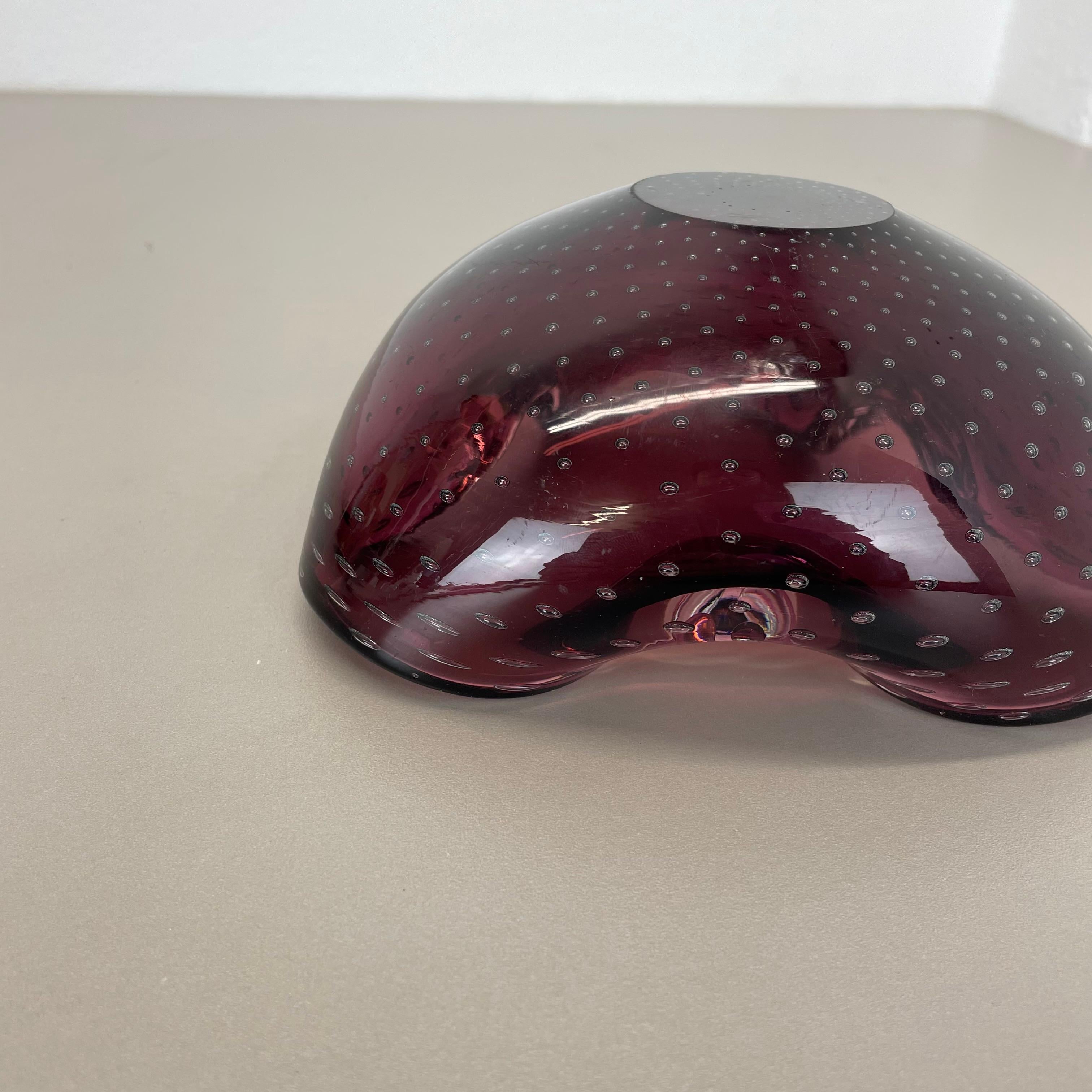 Large 1.3kg Murano Glass Bullicante purple Bubble Bowl Element Shell Italy, 1970 For Sale 11