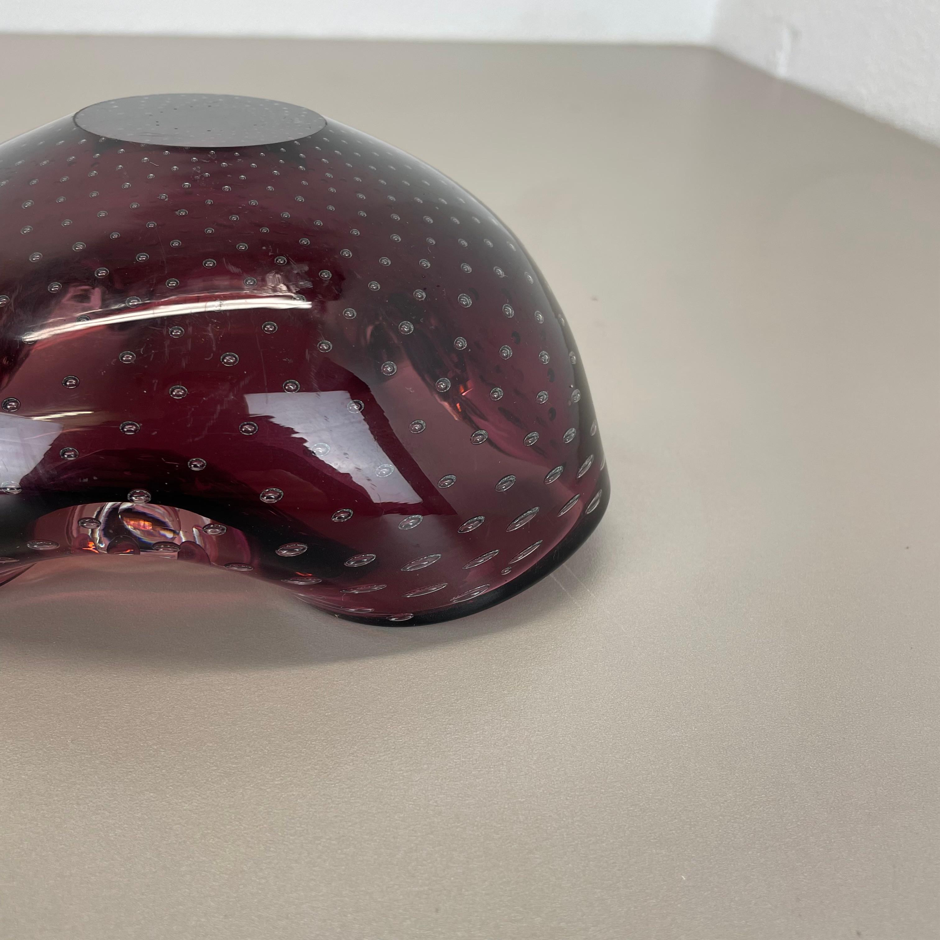 Large 1.3kg Murano Glass Bullicante purple Bubble Bowl Element Shell Italy, 1970 For Sale 12