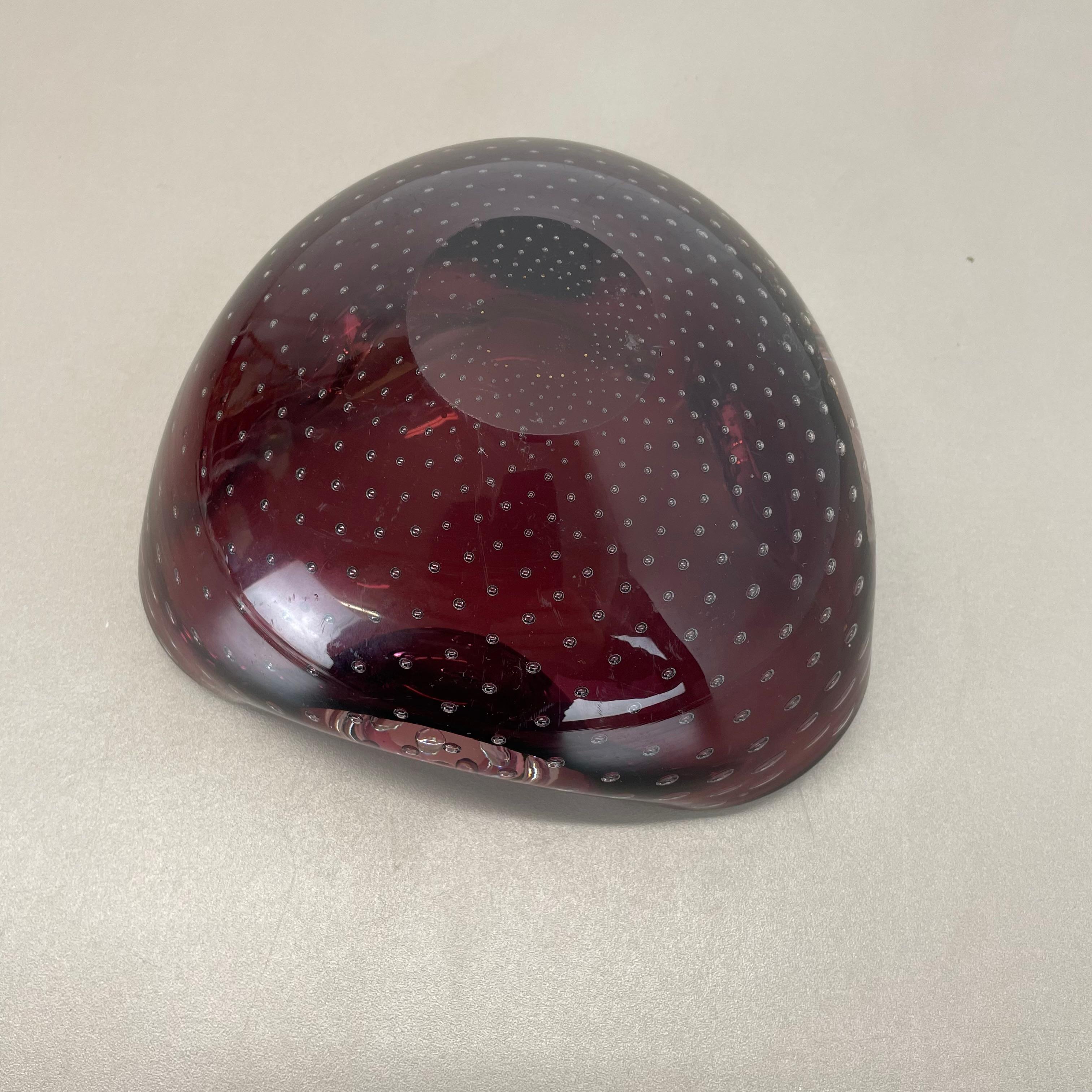 Large 1.3kg Murano Glass Bullicante purple Bubble Bowl Element Shell Italy, 1970 For Sale 13