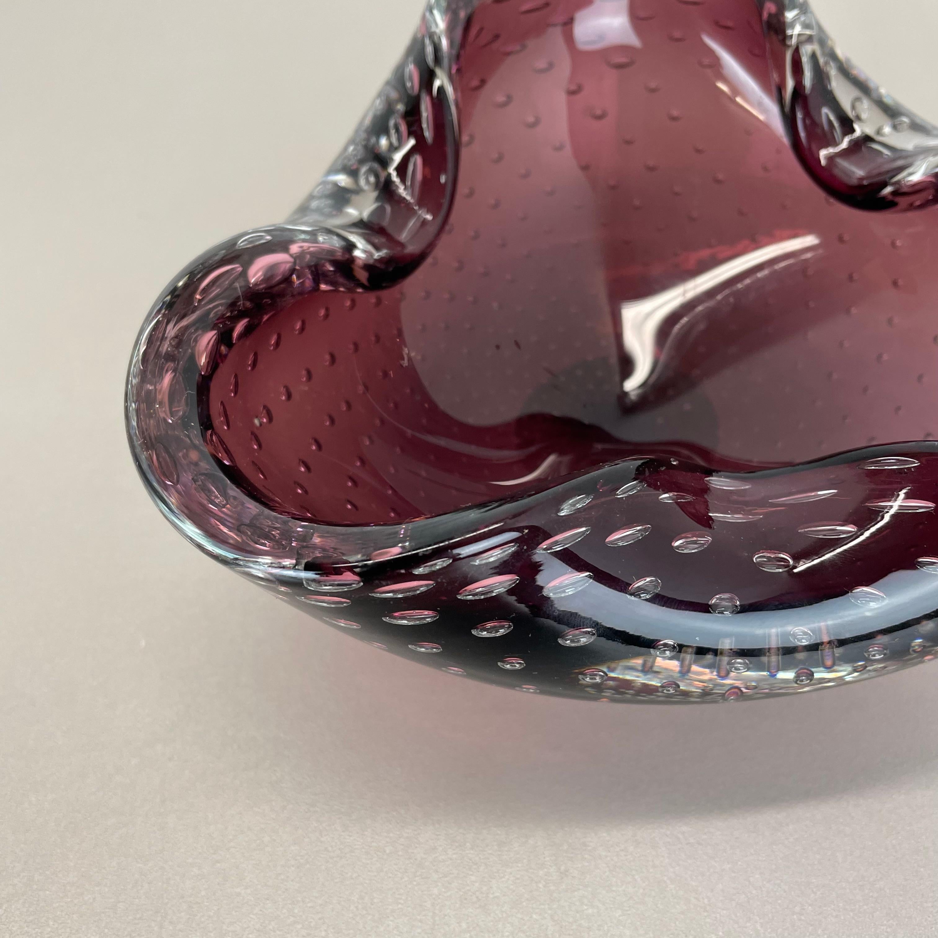 Large 1.3kg Murano Glass Bullicante purple Bubble Bowl Element Shell Italy, 1970 For Sale 2
