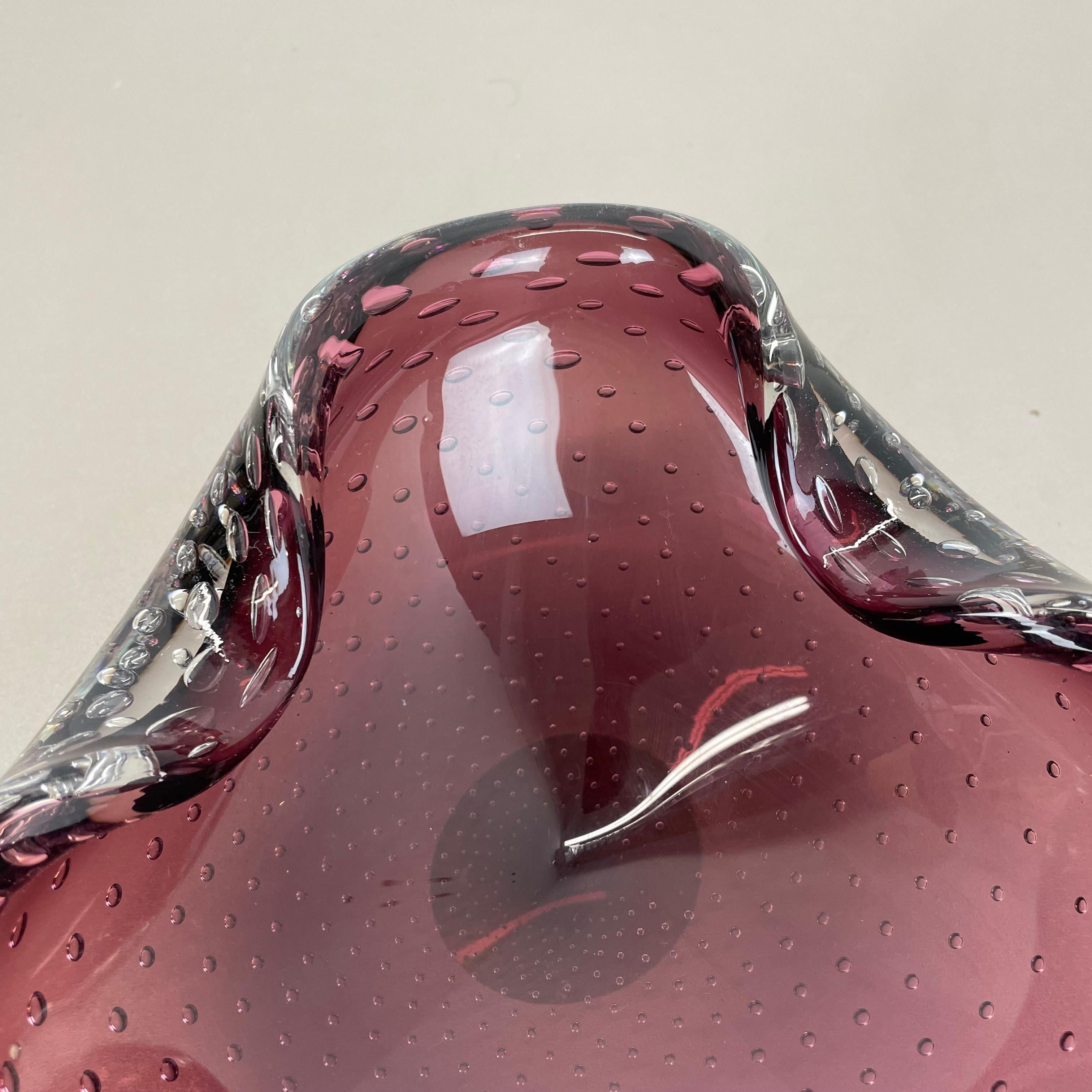 Large 1.3kg Murano Glass Bullicante purple Bubble Bowl Element Shell Italy, 1970 For Sale 3