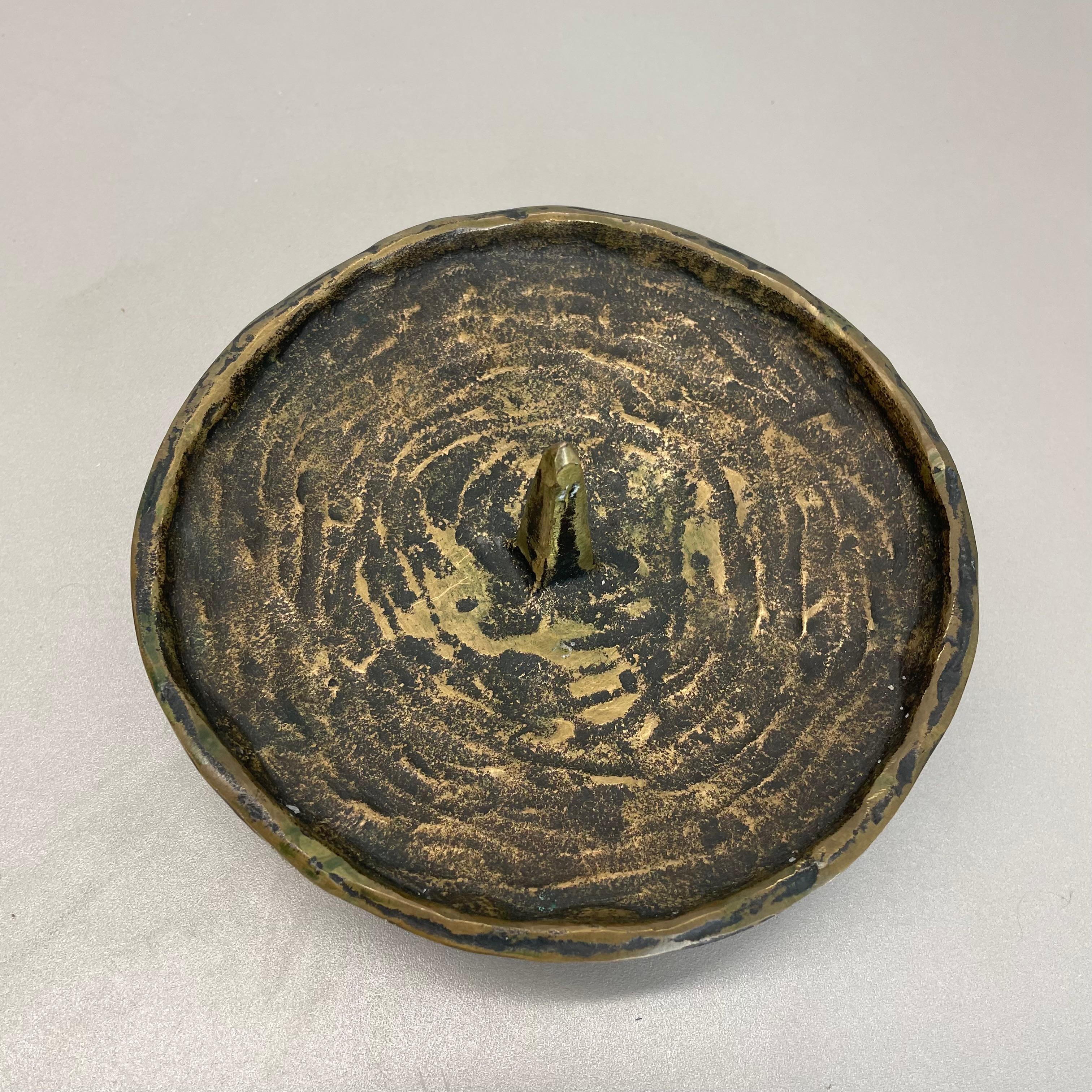 Großer skulpturaler brutalistischer Bronze-Metall-Kerzenhalter mit 1.3kg, Frankreich, 1960er Jahre im Angebot 5