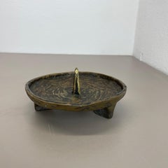Large 1.3kg Sculptural Brutalist Bronze Metal Candleholder, France, 1960s