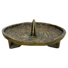 Gran candelabro escultórico de metal de bronce brutalista de 1,3 kg, Francia, años 60
