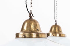 Große 14" antike Art Deco Church Opaline Glas Pendelleuchte, C.1920