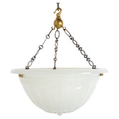 Plafonier grande de piedra de luna Jefferson antigua de 14" (estampado Ripley de alabastro)