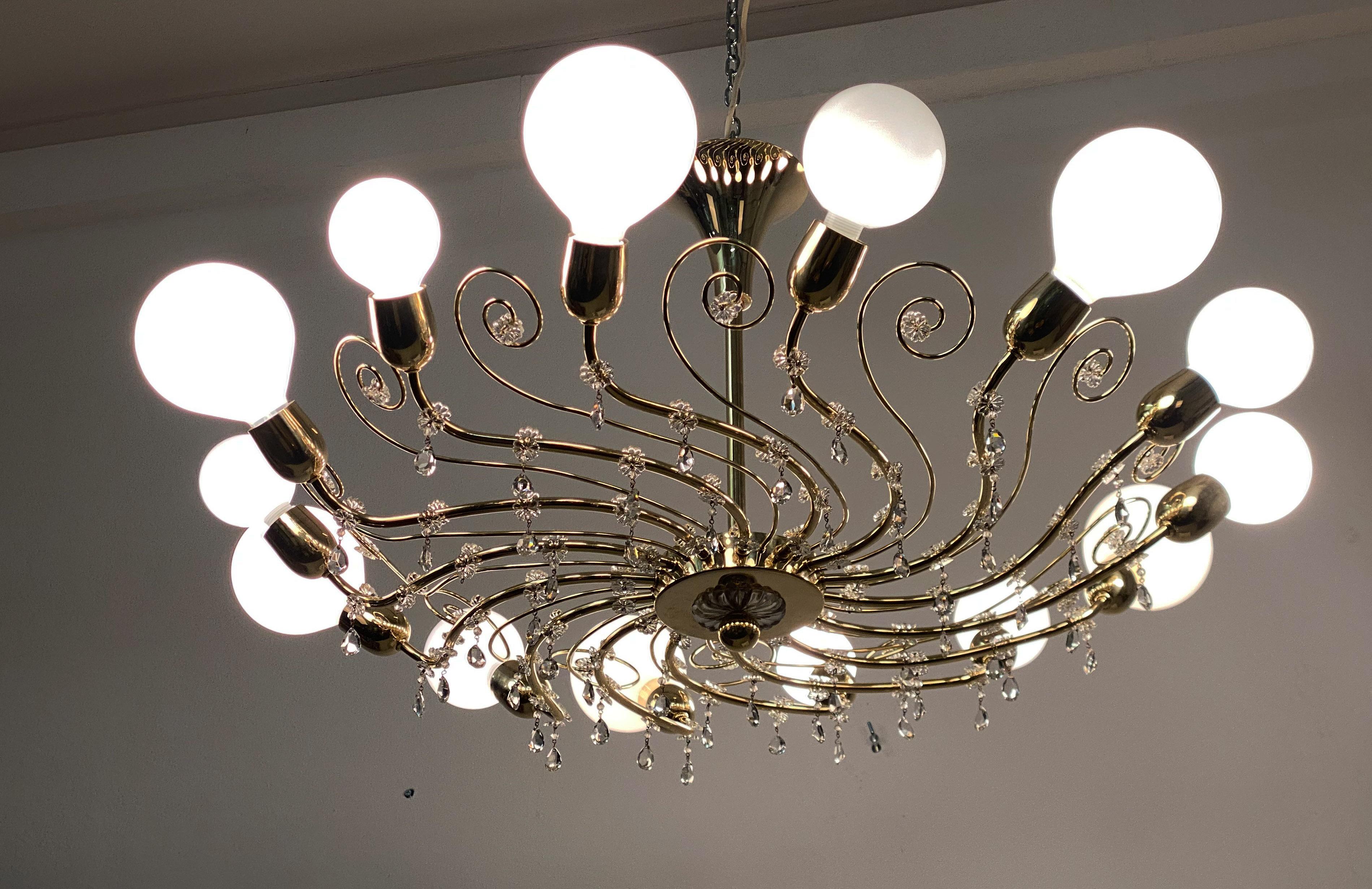 Large 14 Arms Chandelier by J.L Lobmeyr For Sale 4