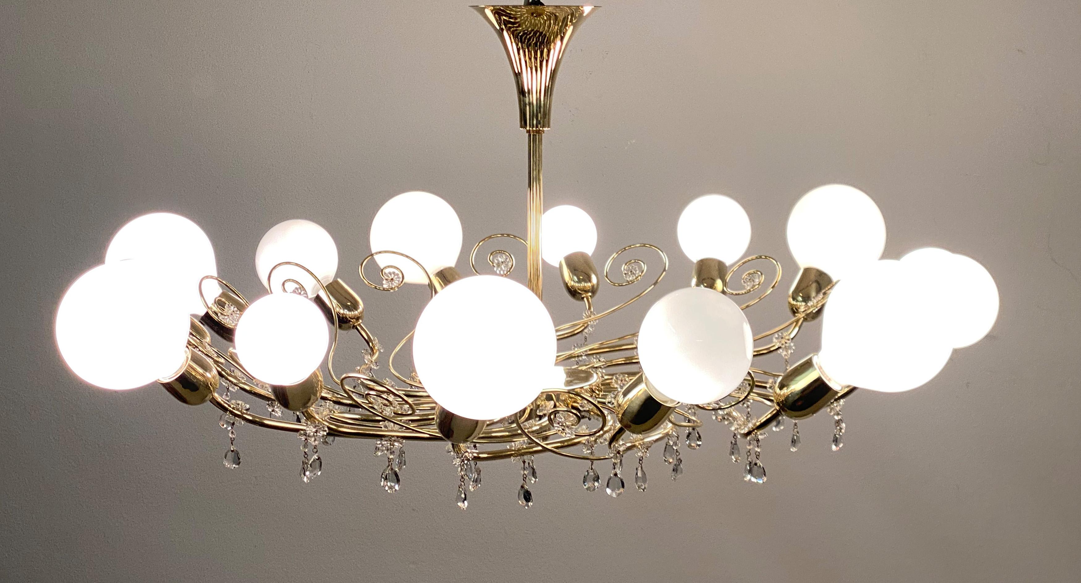 Large 14 Arms Chandelier by J.L Lobmeyr For Sale 5