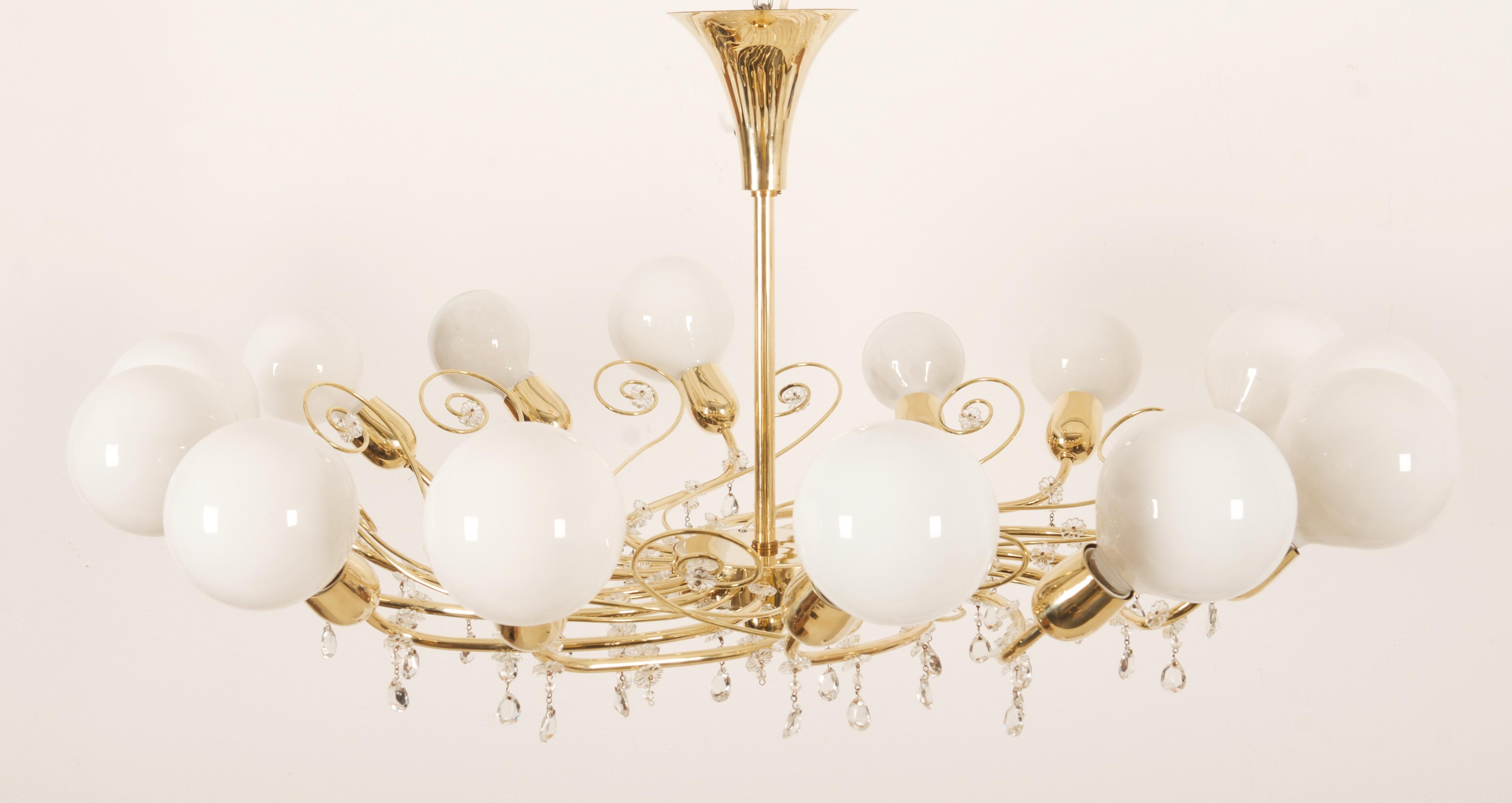 Mid-Century Modern Large 14 Arms Chandelier by J.L Lobmeyr For Sale