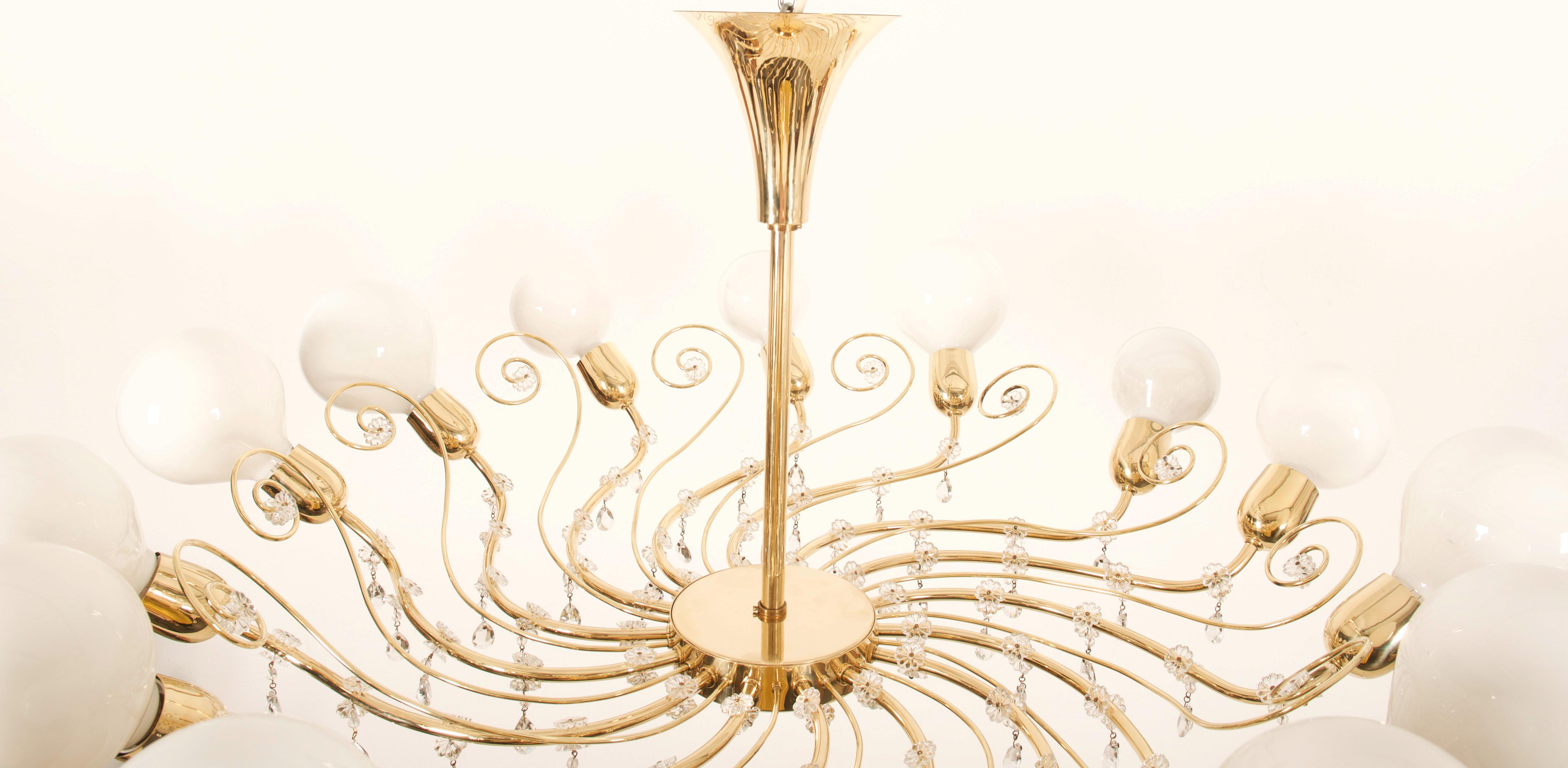 Large 14 Arms Chandelier by J.L Lobmeyr For Sale 2