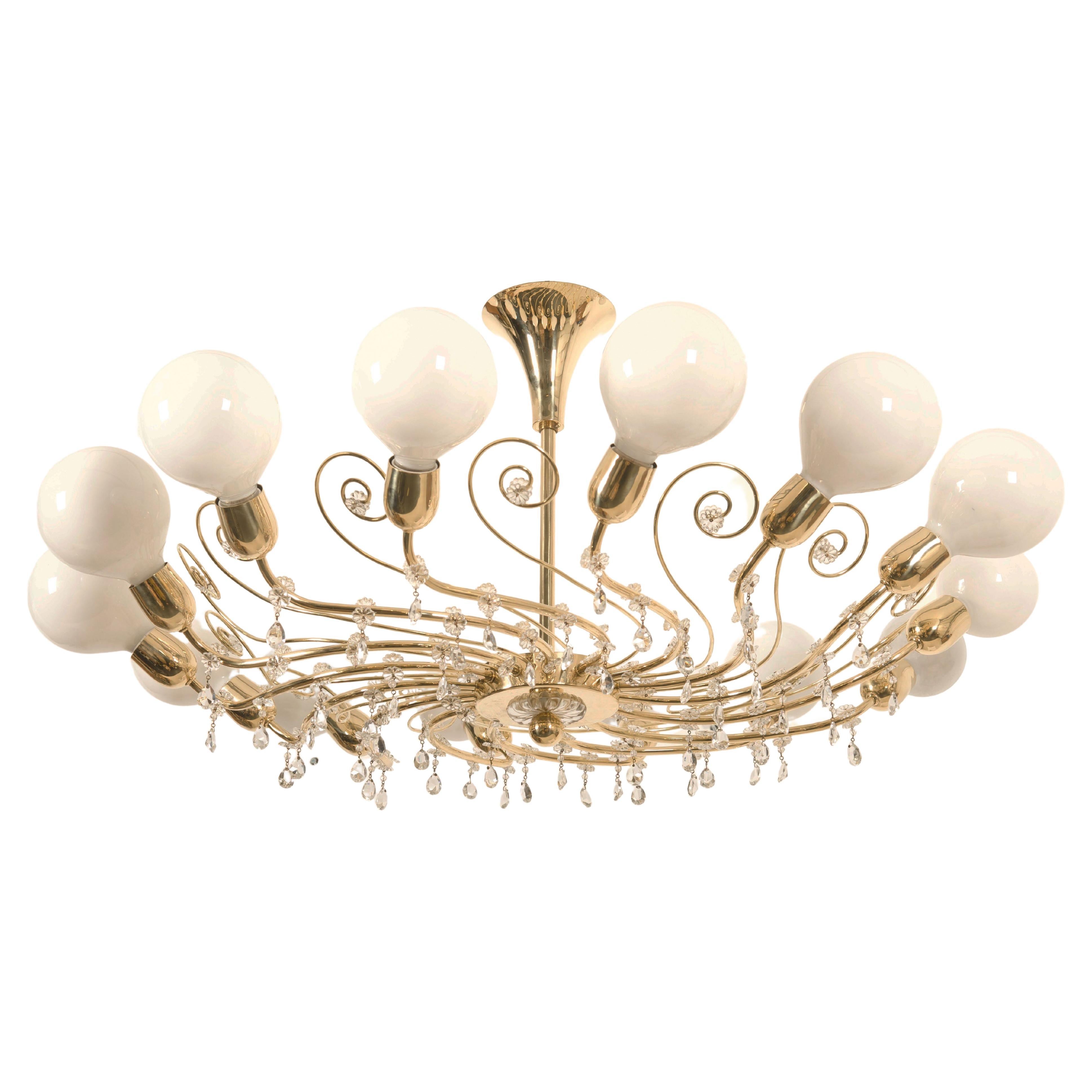 Large 14 Arms Chandelier by J.L Lobmeyr For Sale