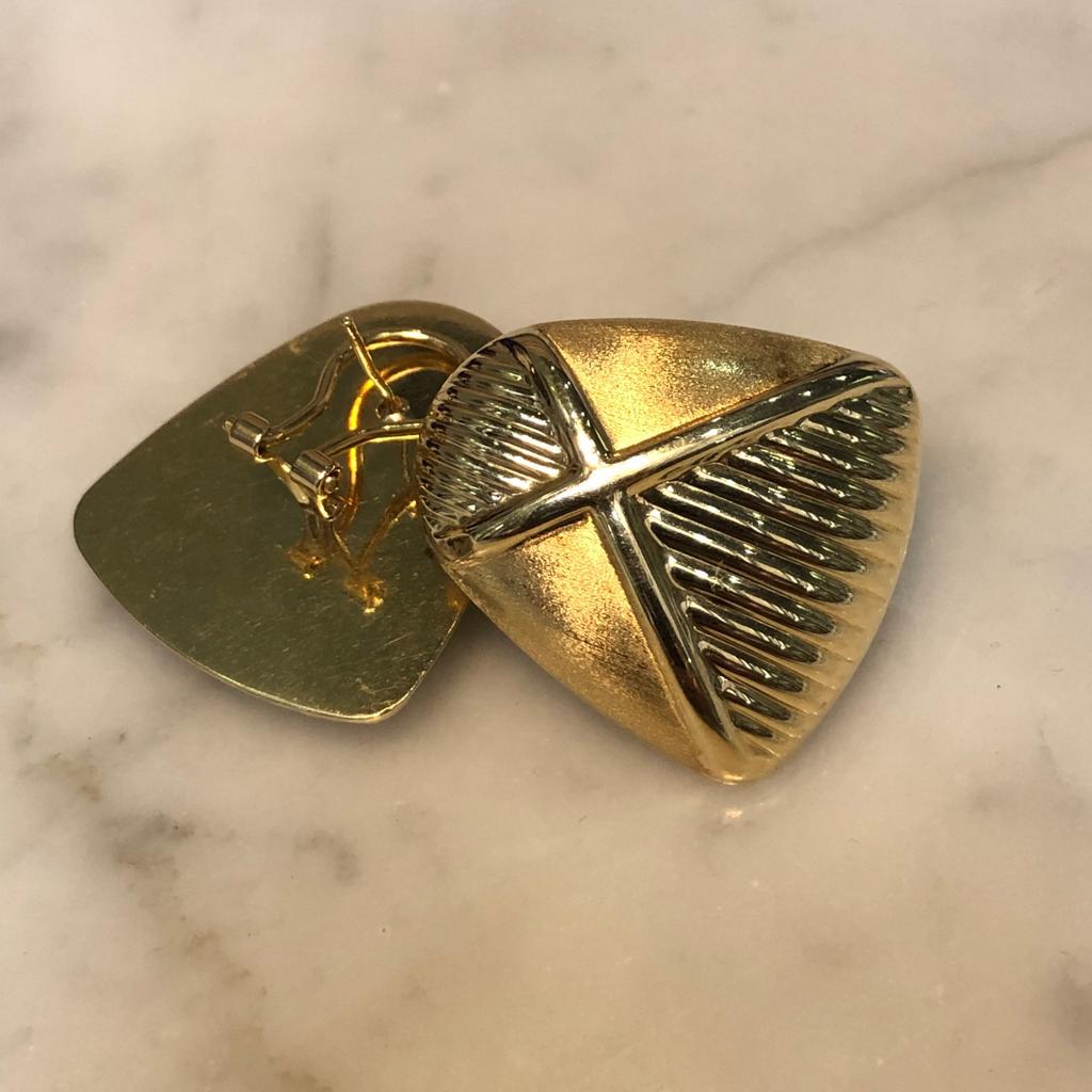 Large 14 Carat Yellow Gold Abstract Earrings For Sale 5