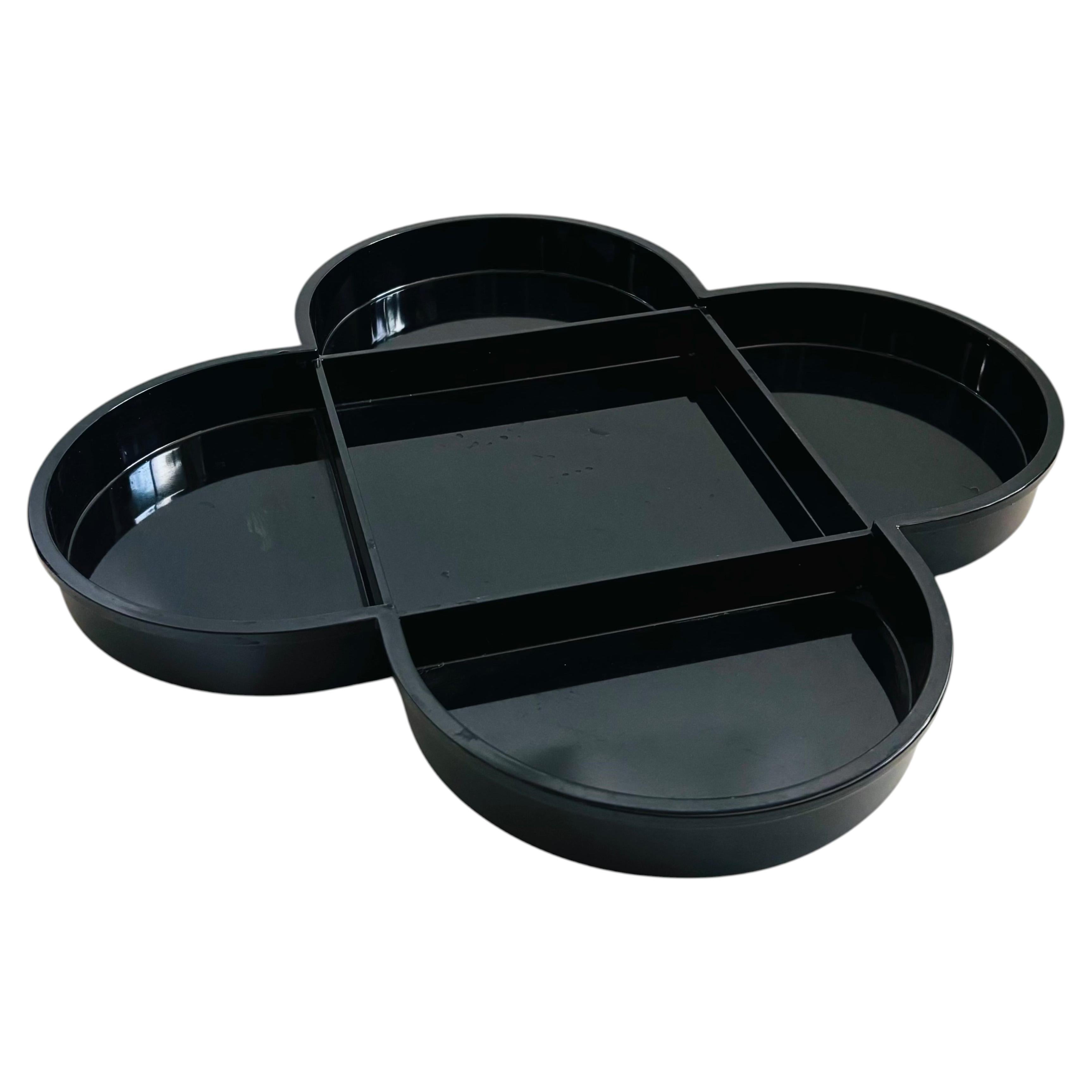 Large 14" Dansk Divided Black Plastic Tray by Gunnar Cyren