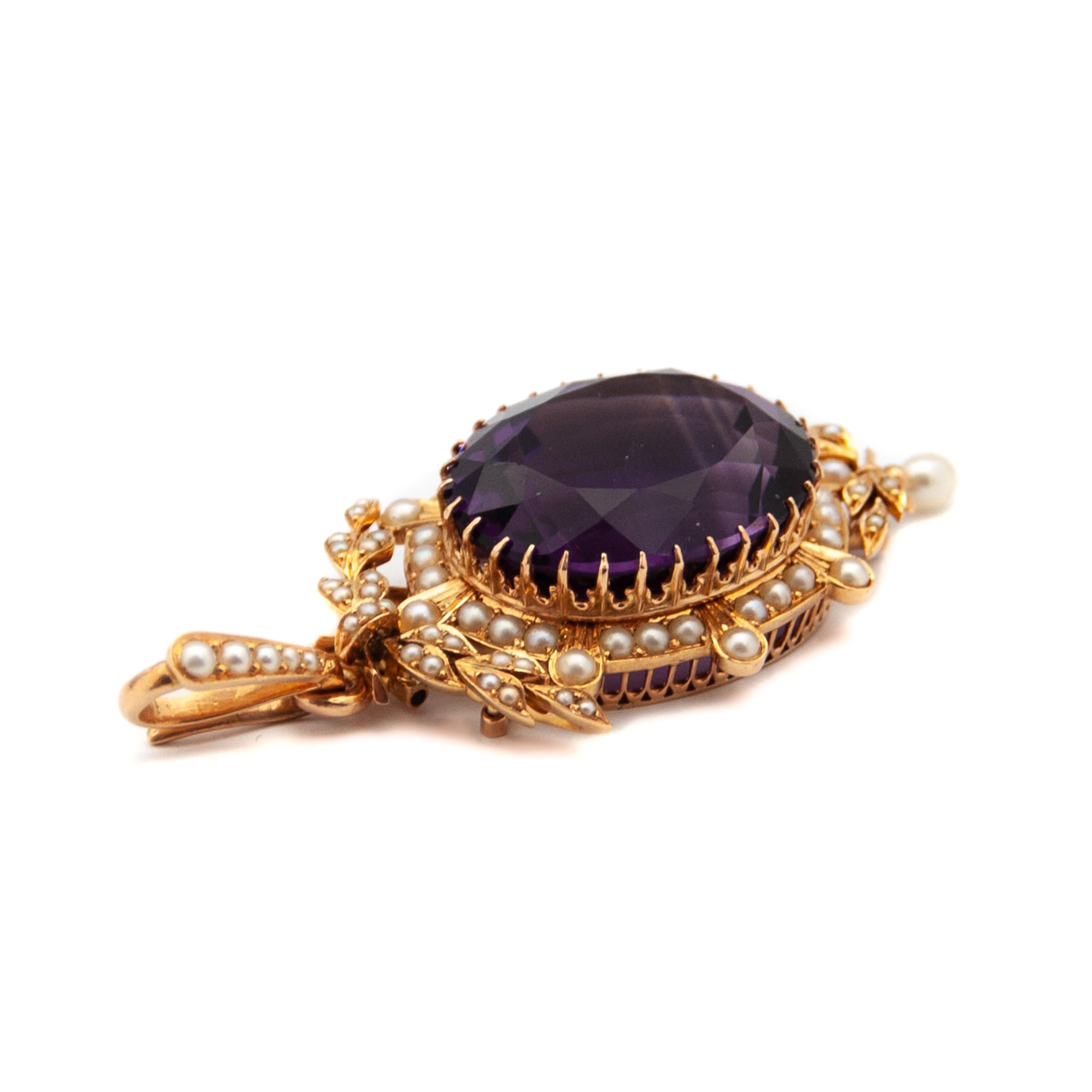 Amethyst and Pearls 14K Gold Pendant 5