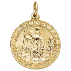 Large 14 Karat Yellow Gold St. Christopher Pendant