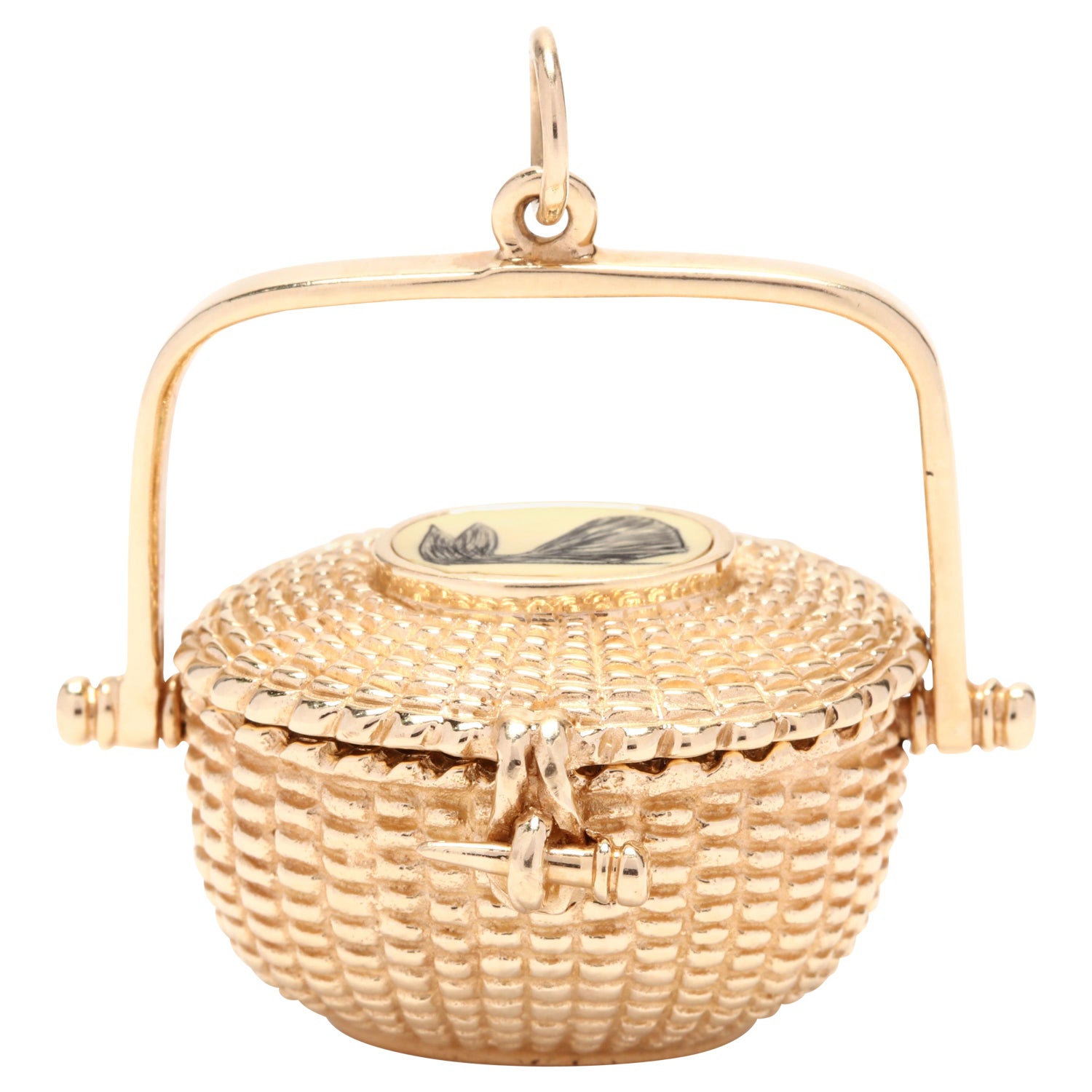 Large 14 Karat Yellow Gold Whale Nantucket Basket Charm / Pendant at  1stDibs | 14k gold nantucket basket charm, gold nantucket basket necklace