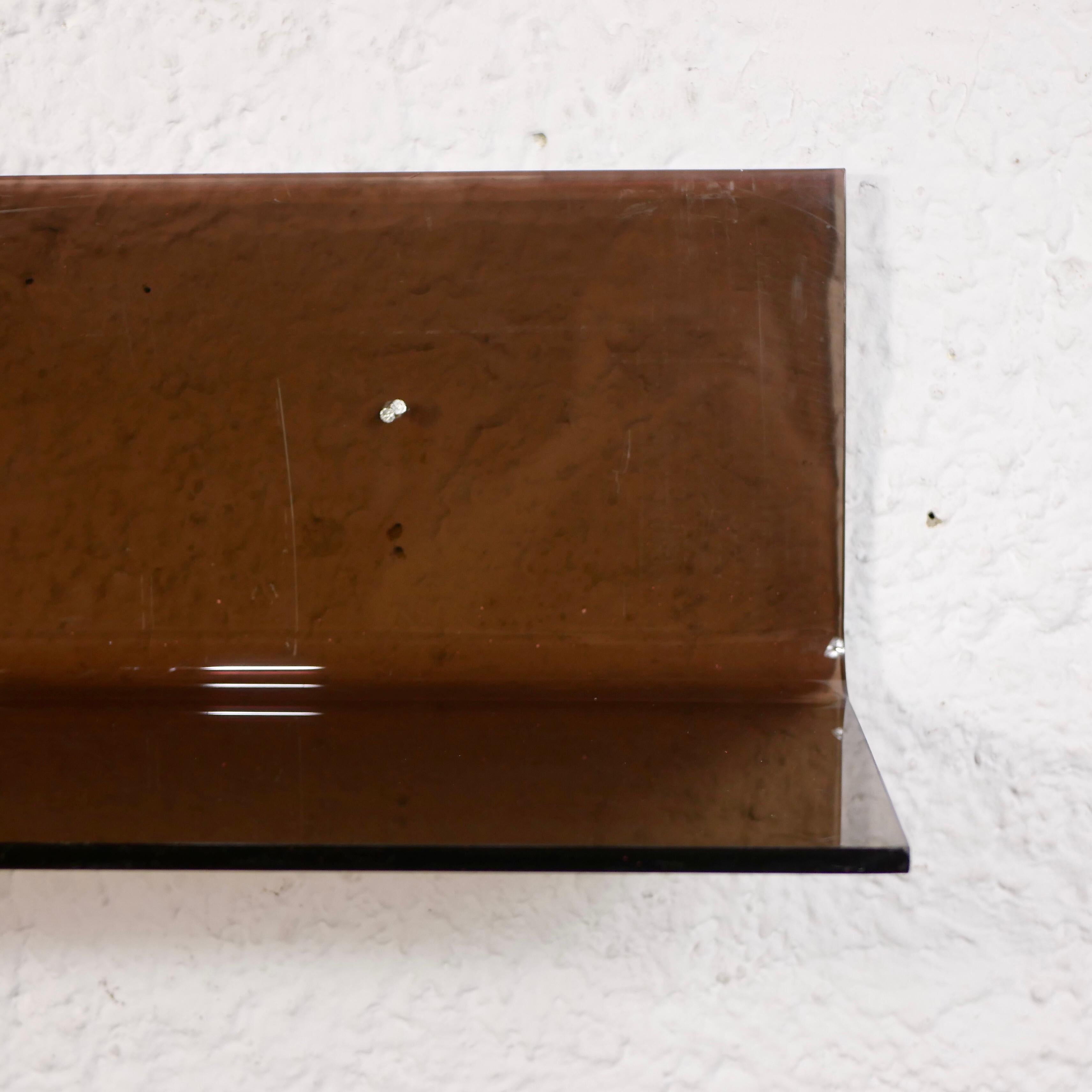 Large Smoked Plexi Wall Shelf from the 1970s 6