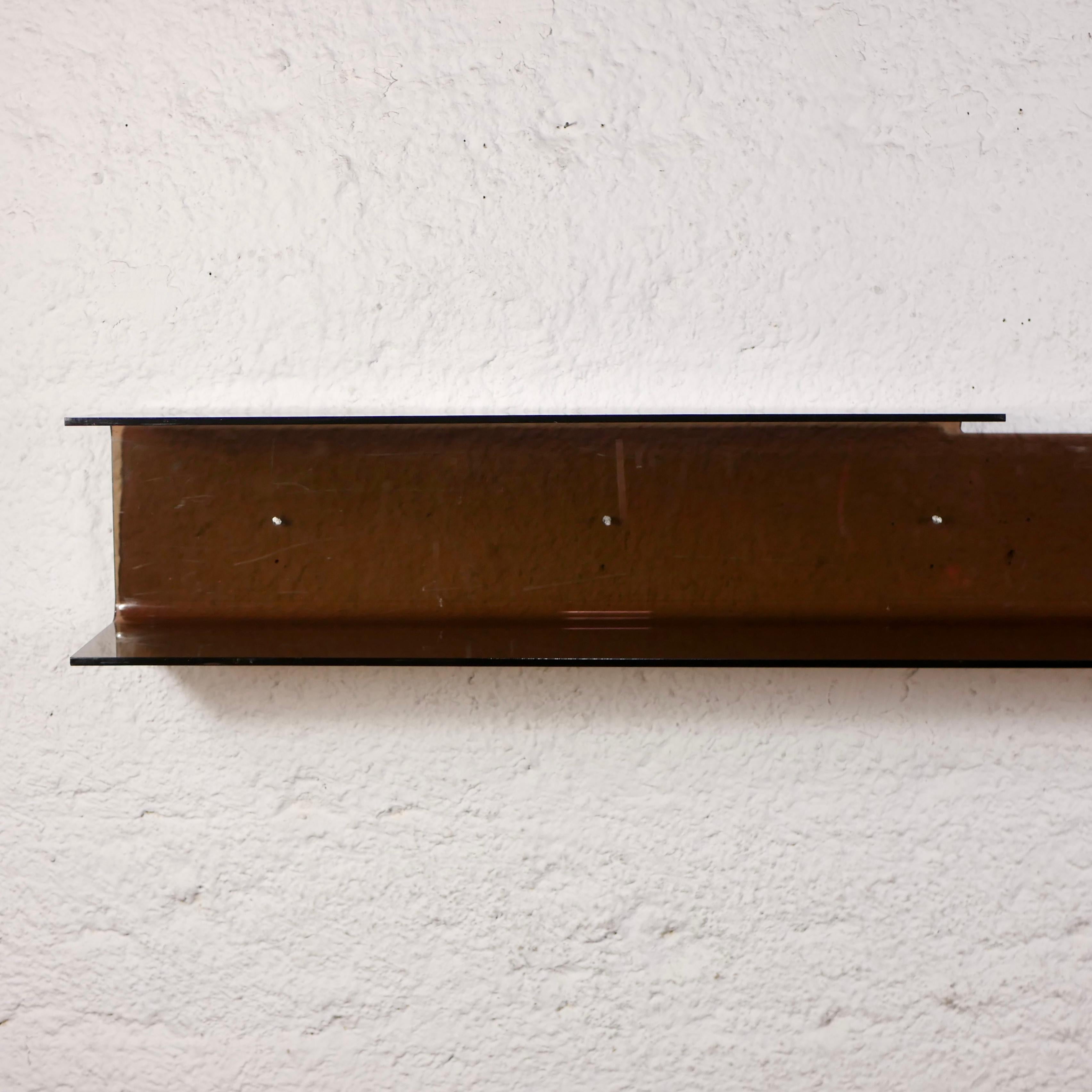Large Smoked Plexi Wall Shelf from the 1970s 1