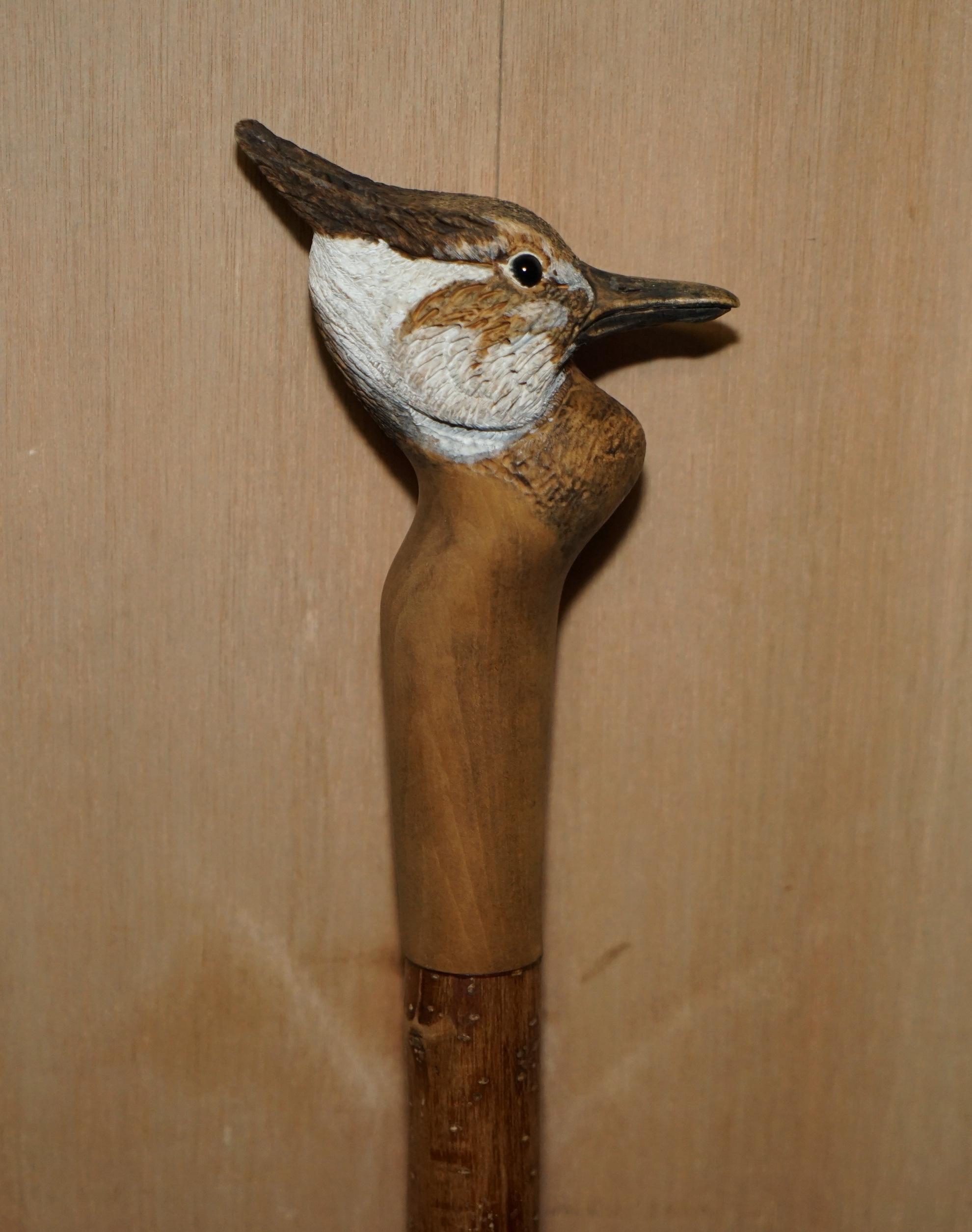 Tall Shepherds Walking Stick with Woodpecker Bird Head For Sale 3