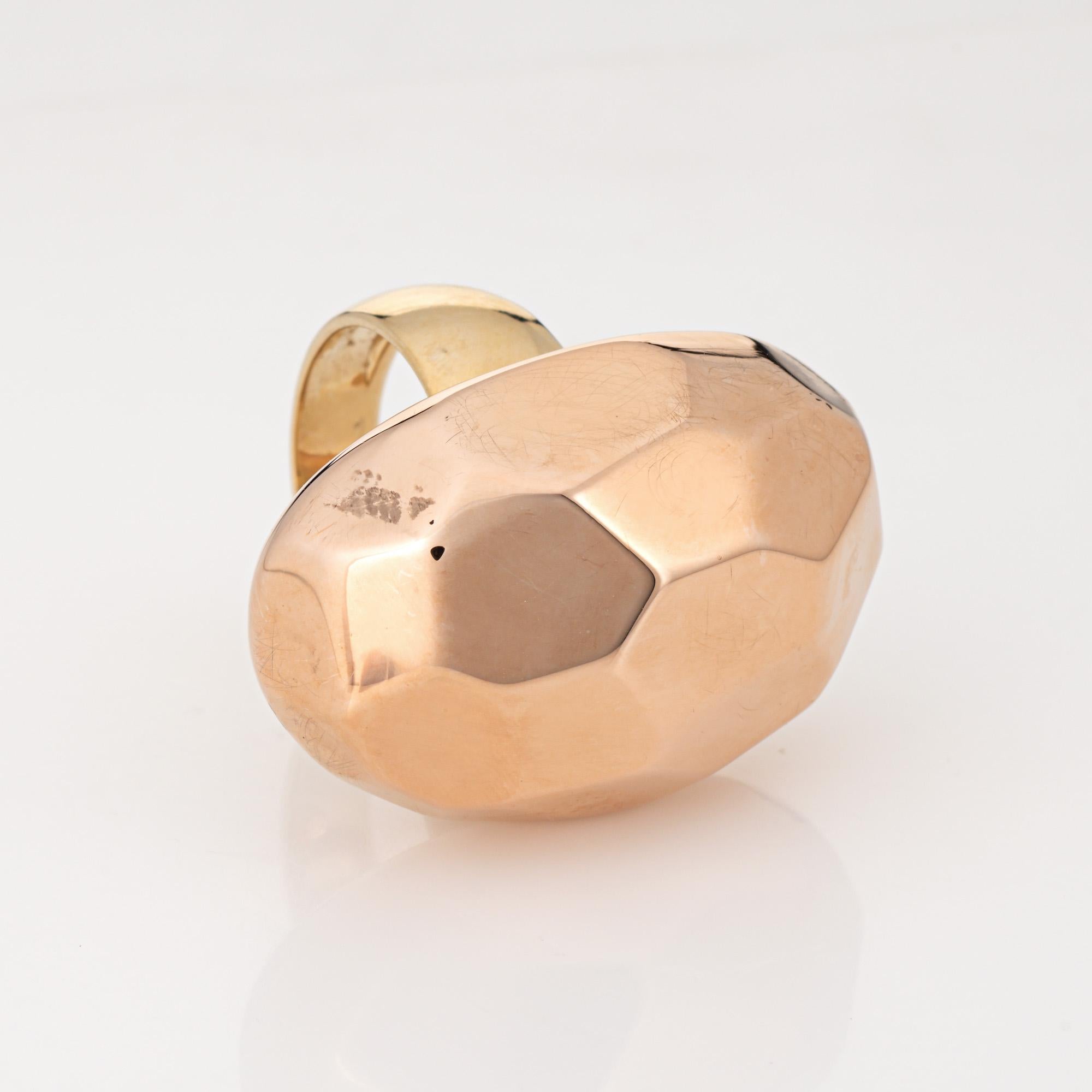 Große 14k facettiert Cocktail Ring Estate zwei Tone Gelb Rose Gold Sz 7 Oval (Zeitgenössisch)