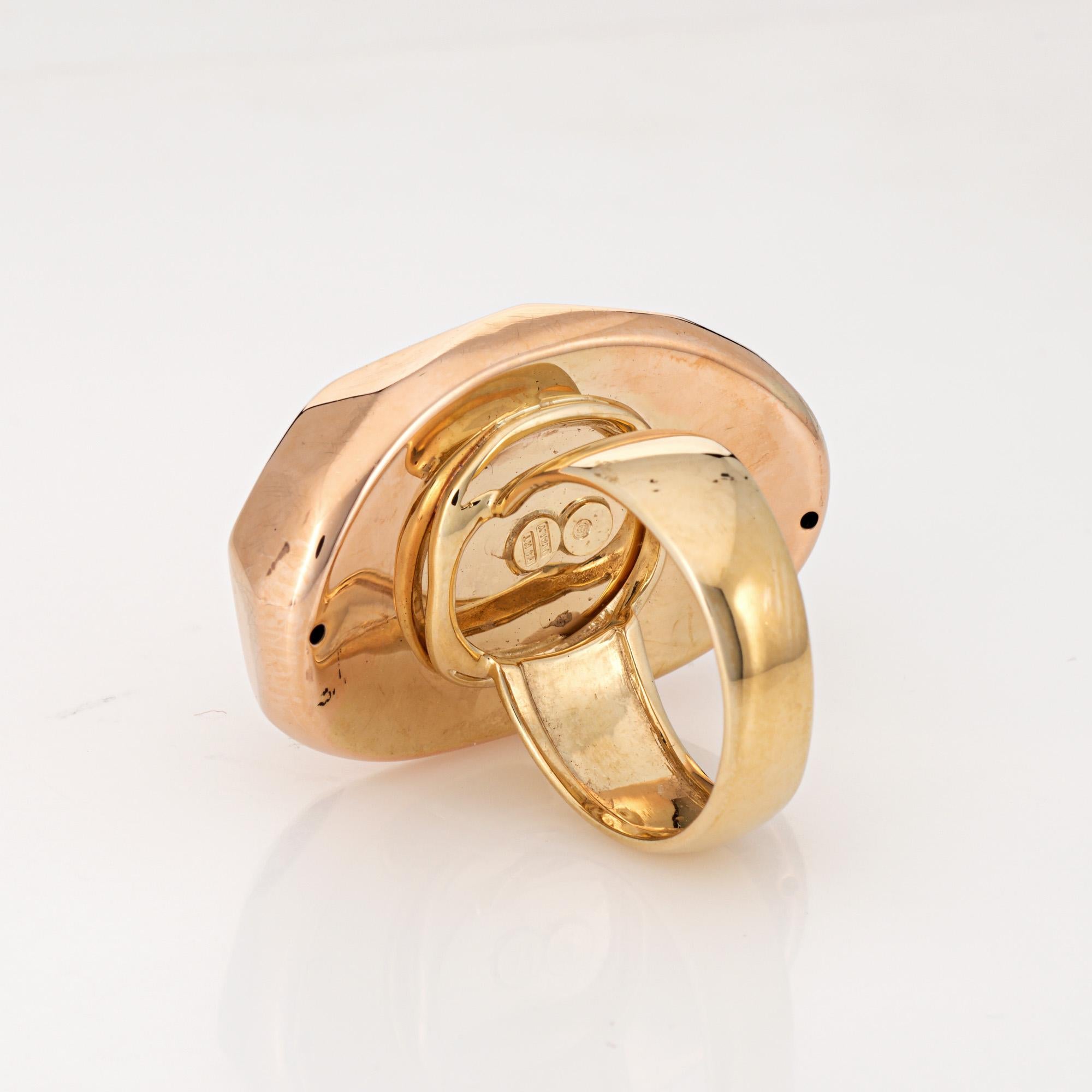 Große 14k facettiert Cocktail Ring Estate zwei Tone Gelb Rose Gold Sz 7 Oval Damen