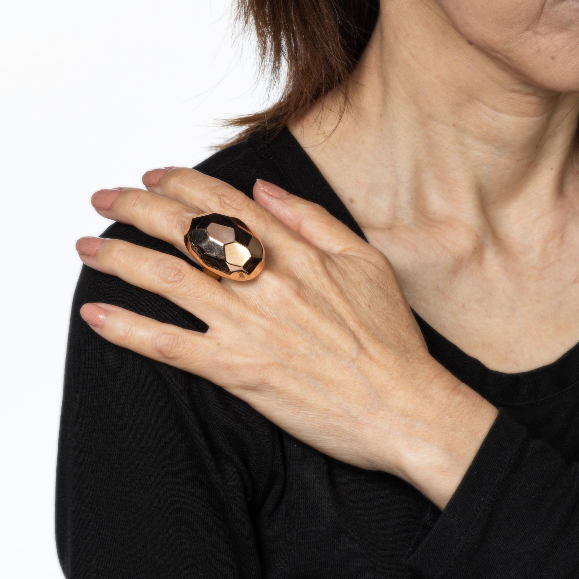 Große 14k facettiert Cocktail Ring Estate zwei Tone Gelb Rose Gold Sz 7 Oval 1