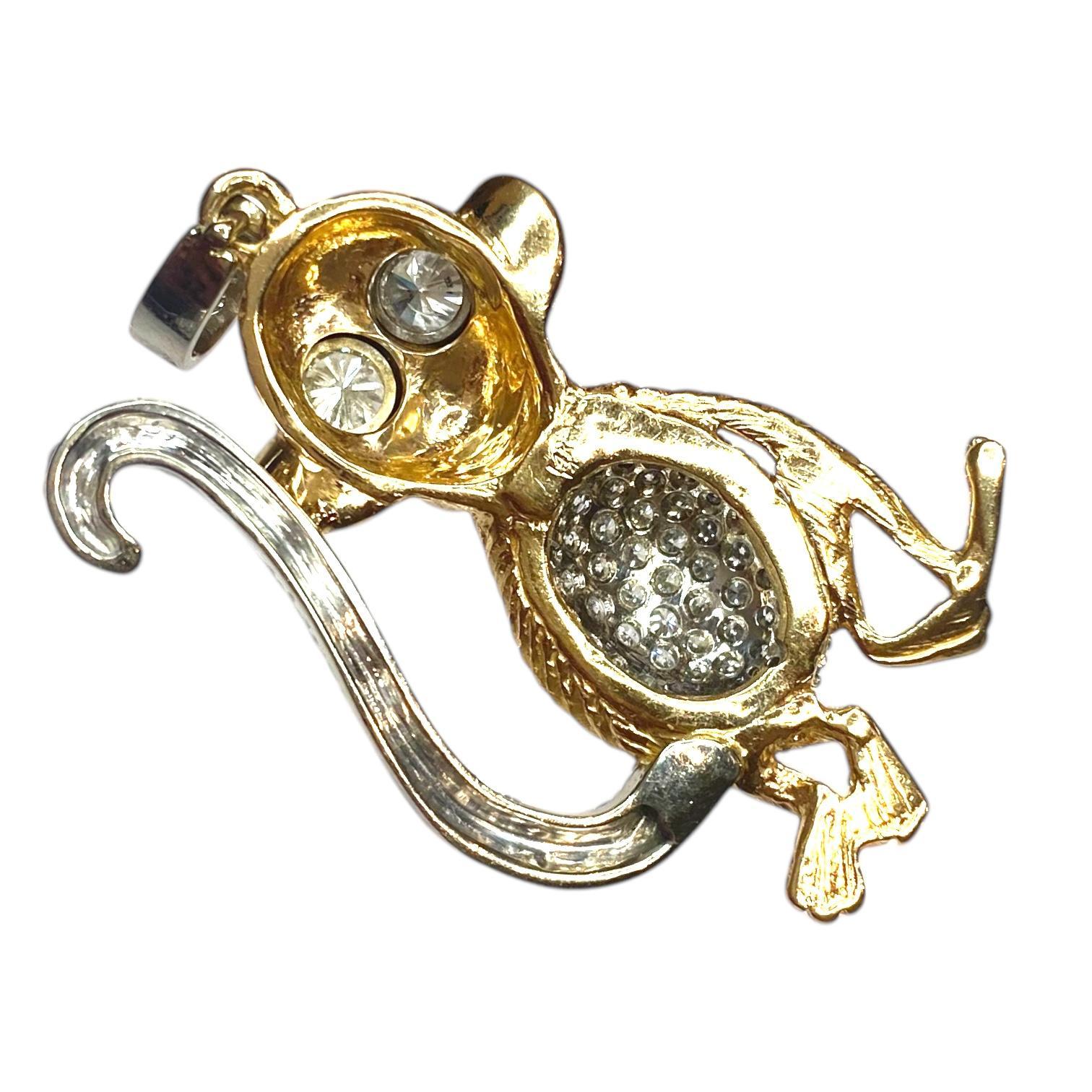 Large 14K Gold and Diamond Monkey Pendant In Excellent Condition In Henderson, NV