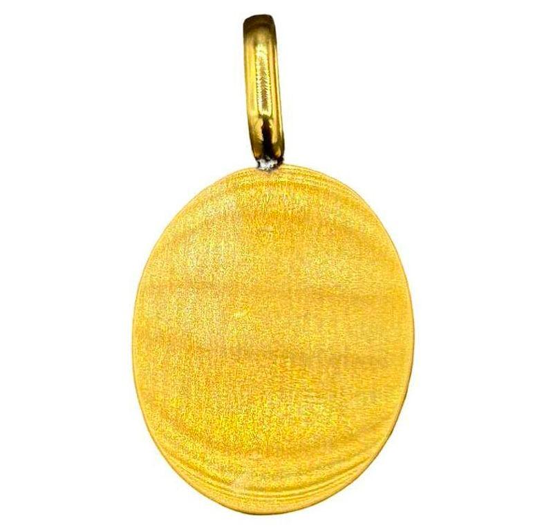 Grand pendentif ovale en or 14 carats à gradins en aventurine naturelle en vente 1