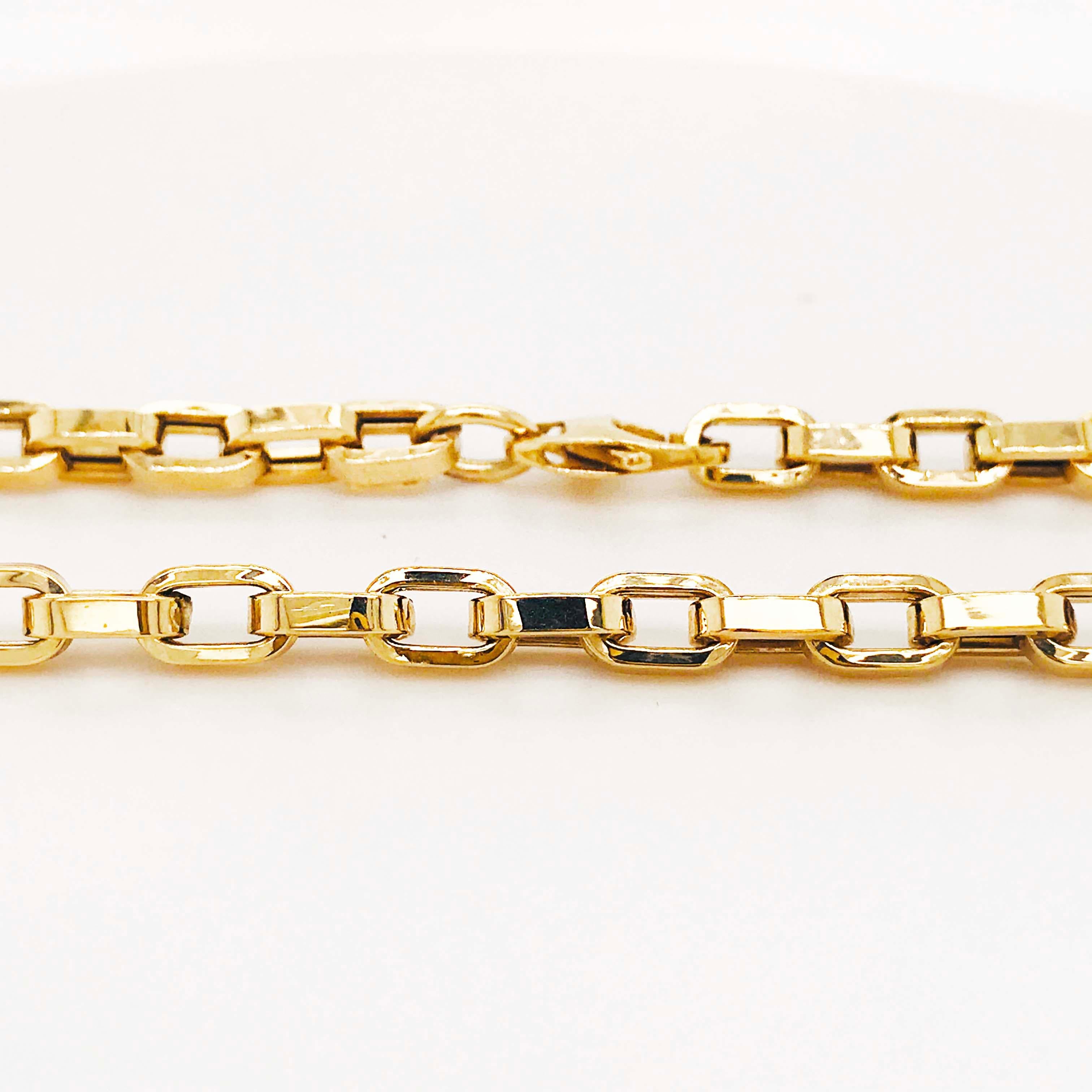 Large 14k Link Chain Necklace, PaperClip Chain Cable w Large Clasp in 14kt Gold 2