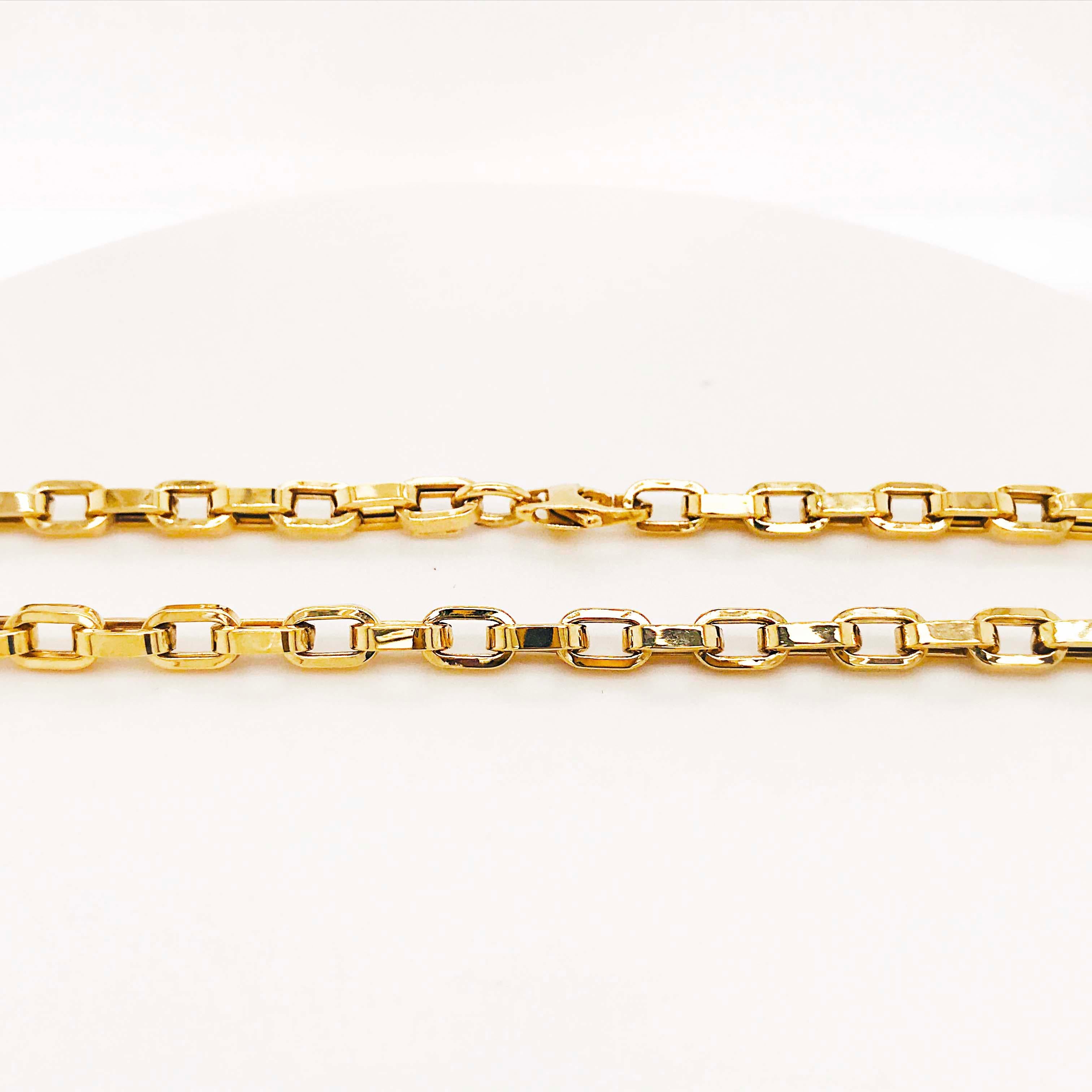 Large 14k Link Chain Necklace, PaperClip Chain Cable w Large Clasp in 14kt Gold 3