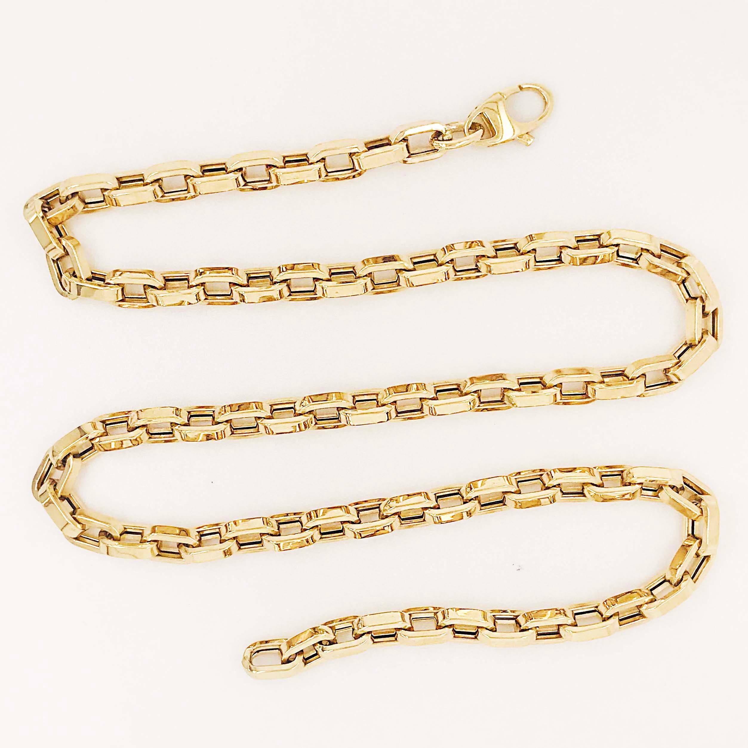 Large 14k Link Chain Necklace, PaperClip Chain Cable w Large Clasp in 14kt Gold 4