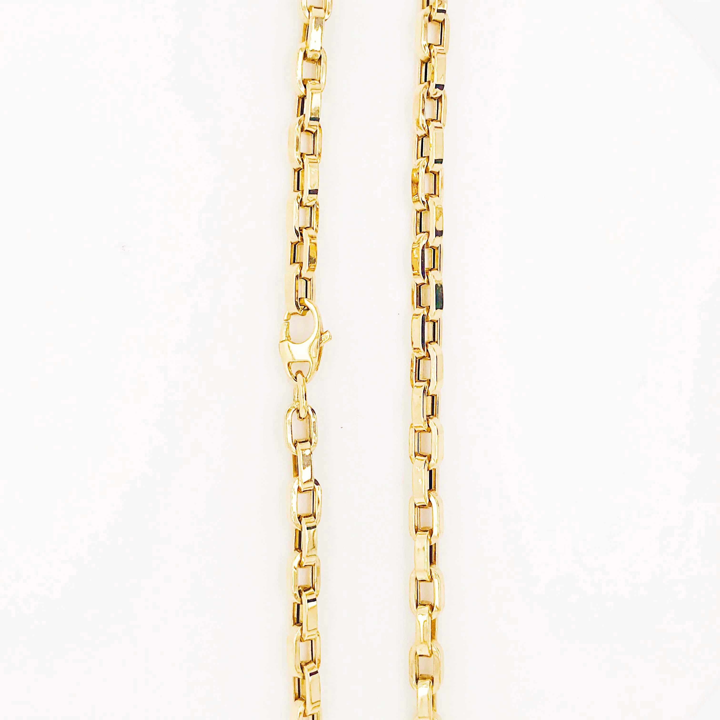Large 14k Link Chain Necklace, PaperClip Chain Cable w Large Clasp in 14kt Gold In New Condition In Austin, TX