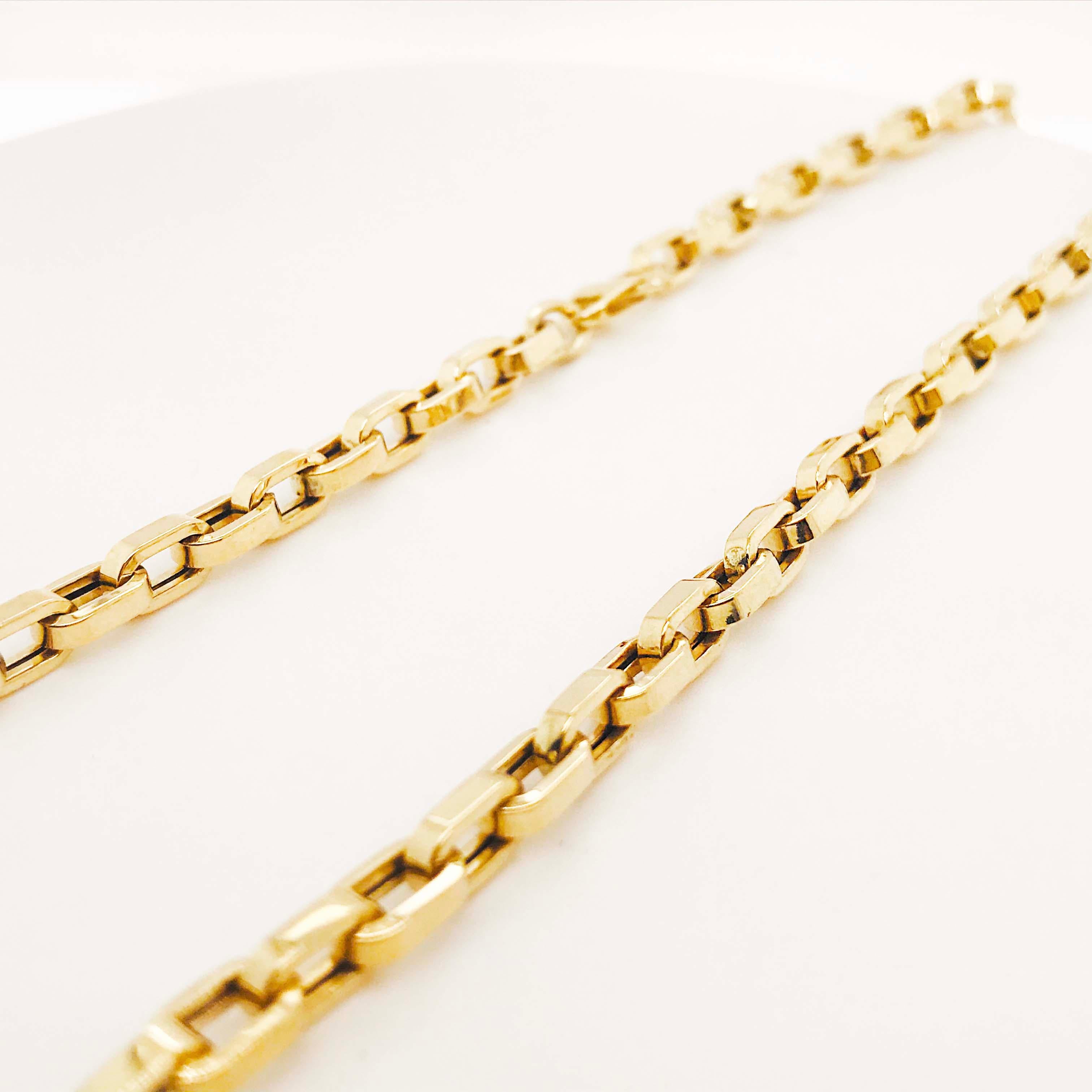 Large 14k Link Chain Necklace, PaperClip Chain Cable w Large Clasp in 14kt Gold 1