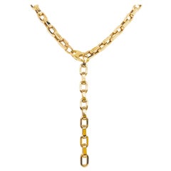 Grand collier à maillons en or 14 carats:: chaîne à maillons en forme de trombone avec grand fermoir en or 14 carats