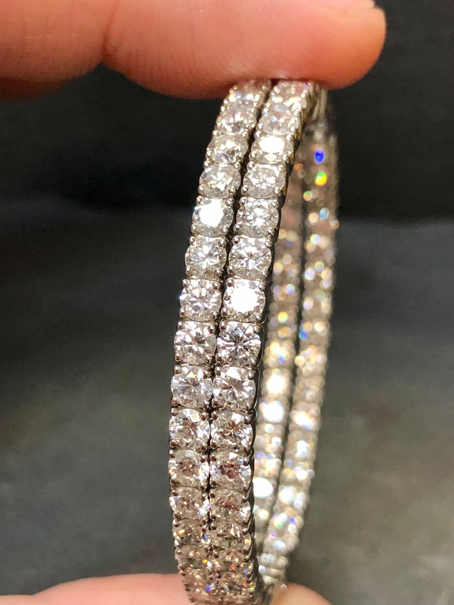 Large 14k White Gold Inside Outside 10.50cttw Diamond Hoop Earrings For Sale 1