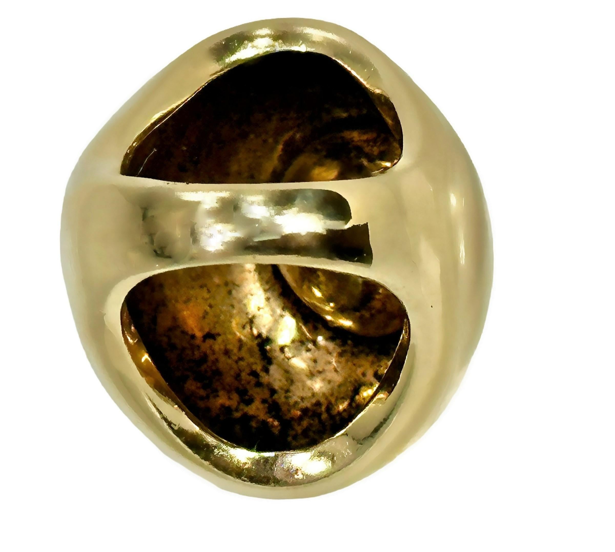 Großer 14k Gelbgold Modernist Dome Ring mit Diamanten (Modernistisch) im Angebot