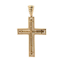 Large 14k Yellow Gold Polished Center w/ Twisted Wire Frame Cross Pendant