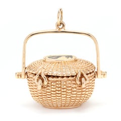 Large 14 Karat Yellow Gold Whale Nantucket Basket Charm / Pendant