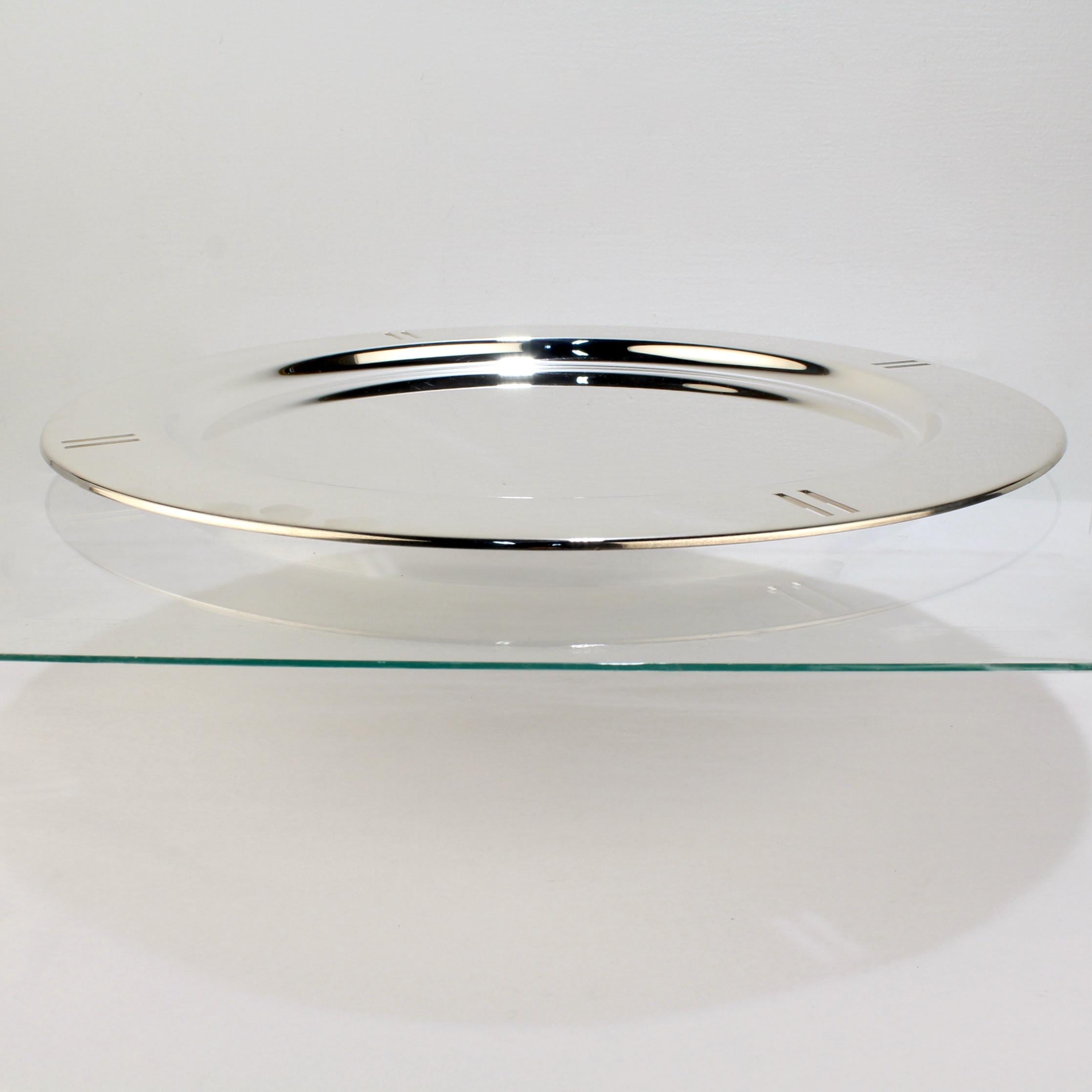 Modern Large Silver Plate Charger or Tray by Richard Meier for Swid Powell  For Sale