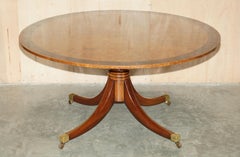 LARGE 152.5CM WIDE BURR WALNUT MACASSAR EBONY REGENCY ROUND DiNING TABLE SEATS 8